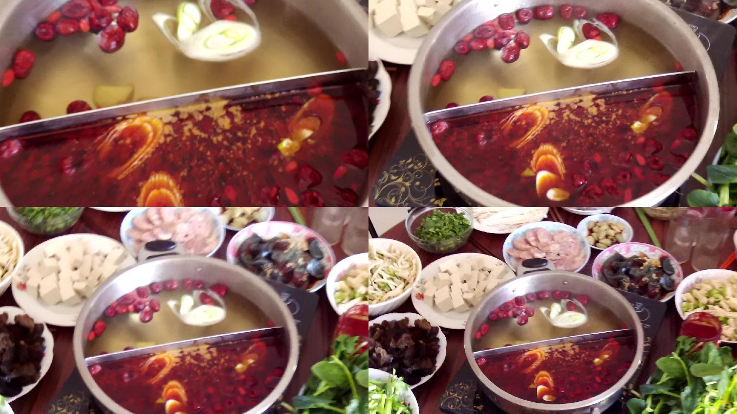 实拍家庭鸳鸯火锅底料高清视频_1920x1080_高清视频素材下载(编号
