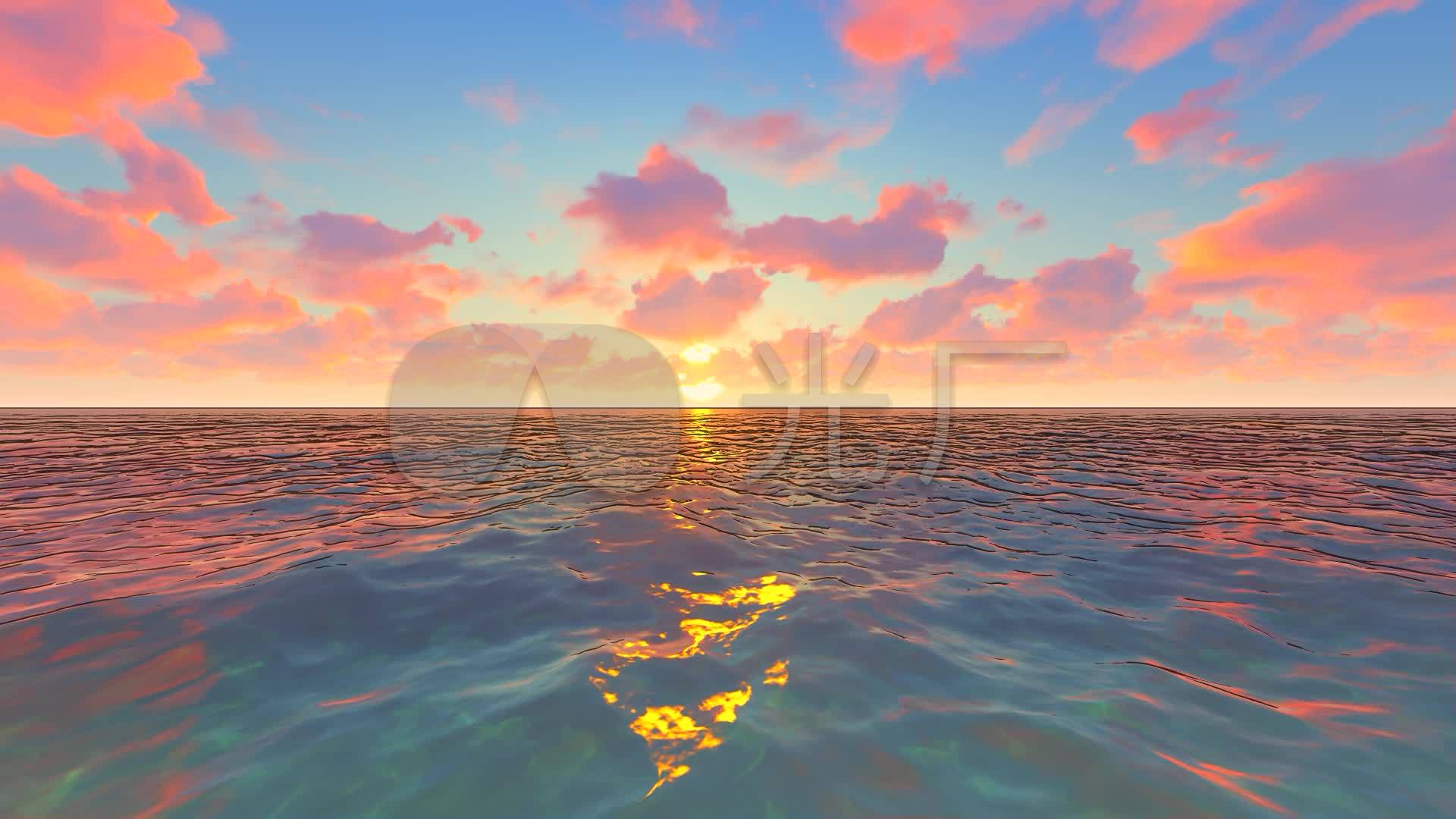 动漫风唯美海面太阳升起_1920x1080_高清视频素材下载(编号:5485598)