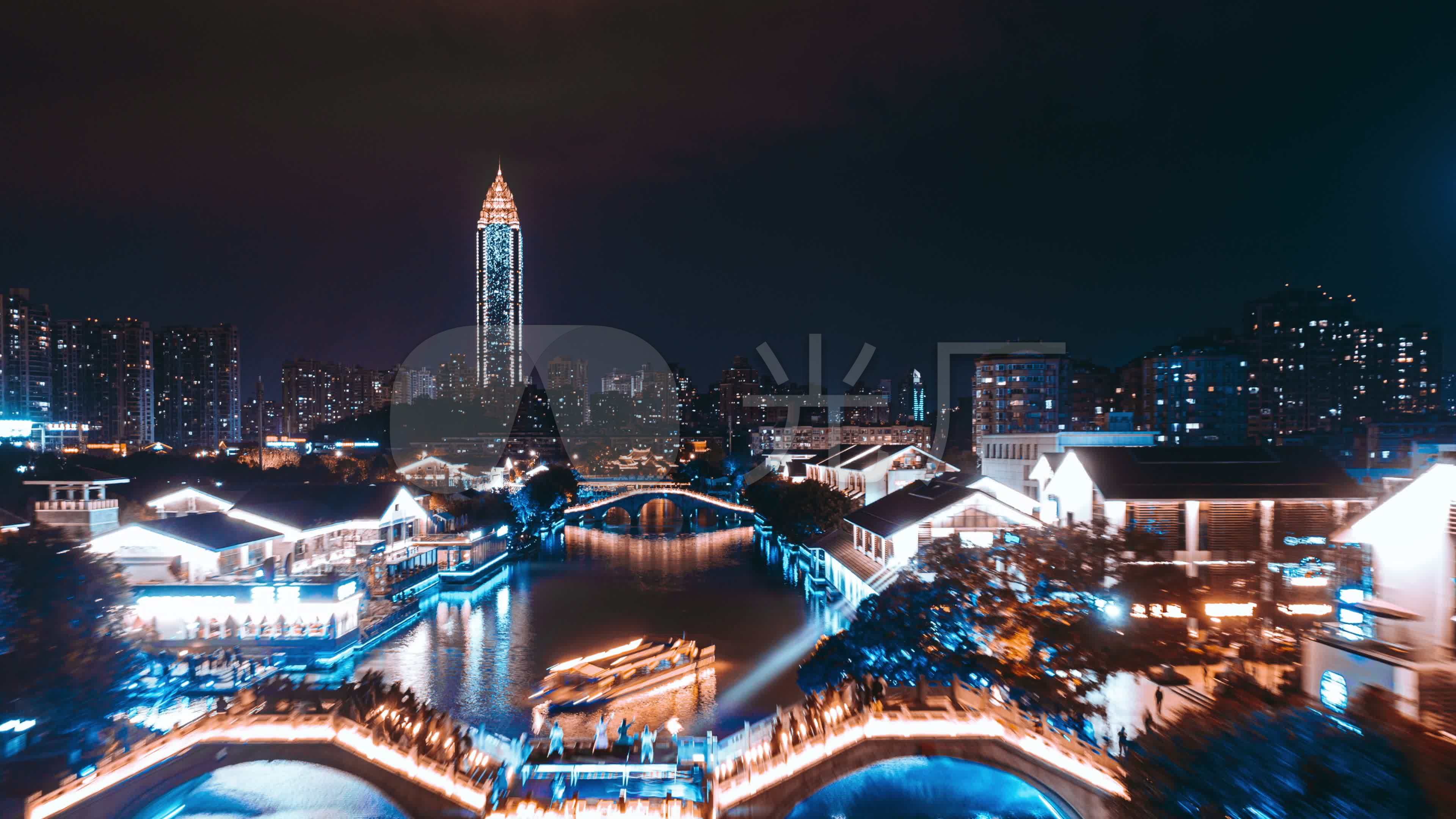 温州城市夜景南塘_3840x2160_高清视频素材下载(编号