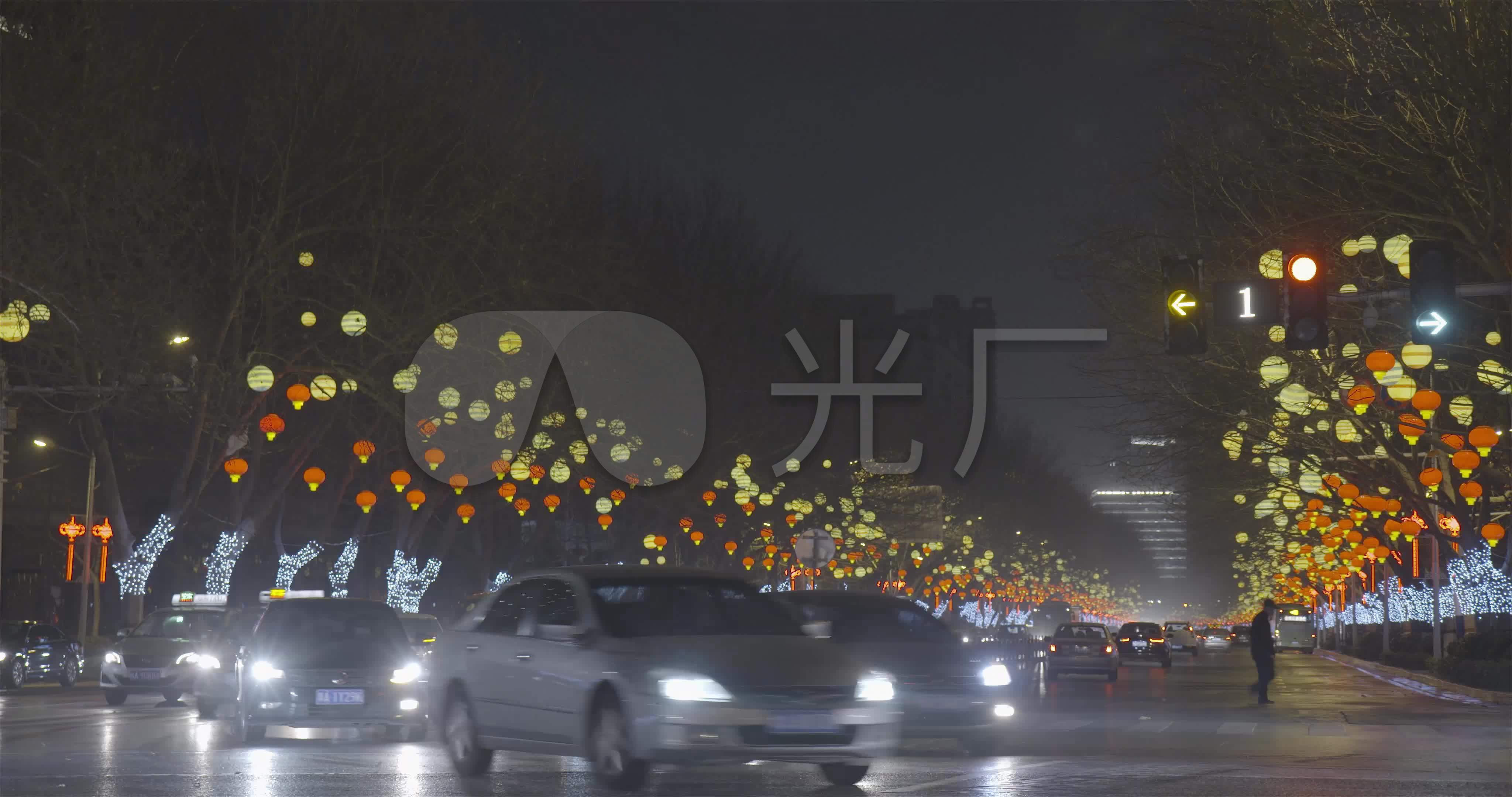 【原创4k】郑州城市街道夜景灯笼春节彩灯_4096x2160