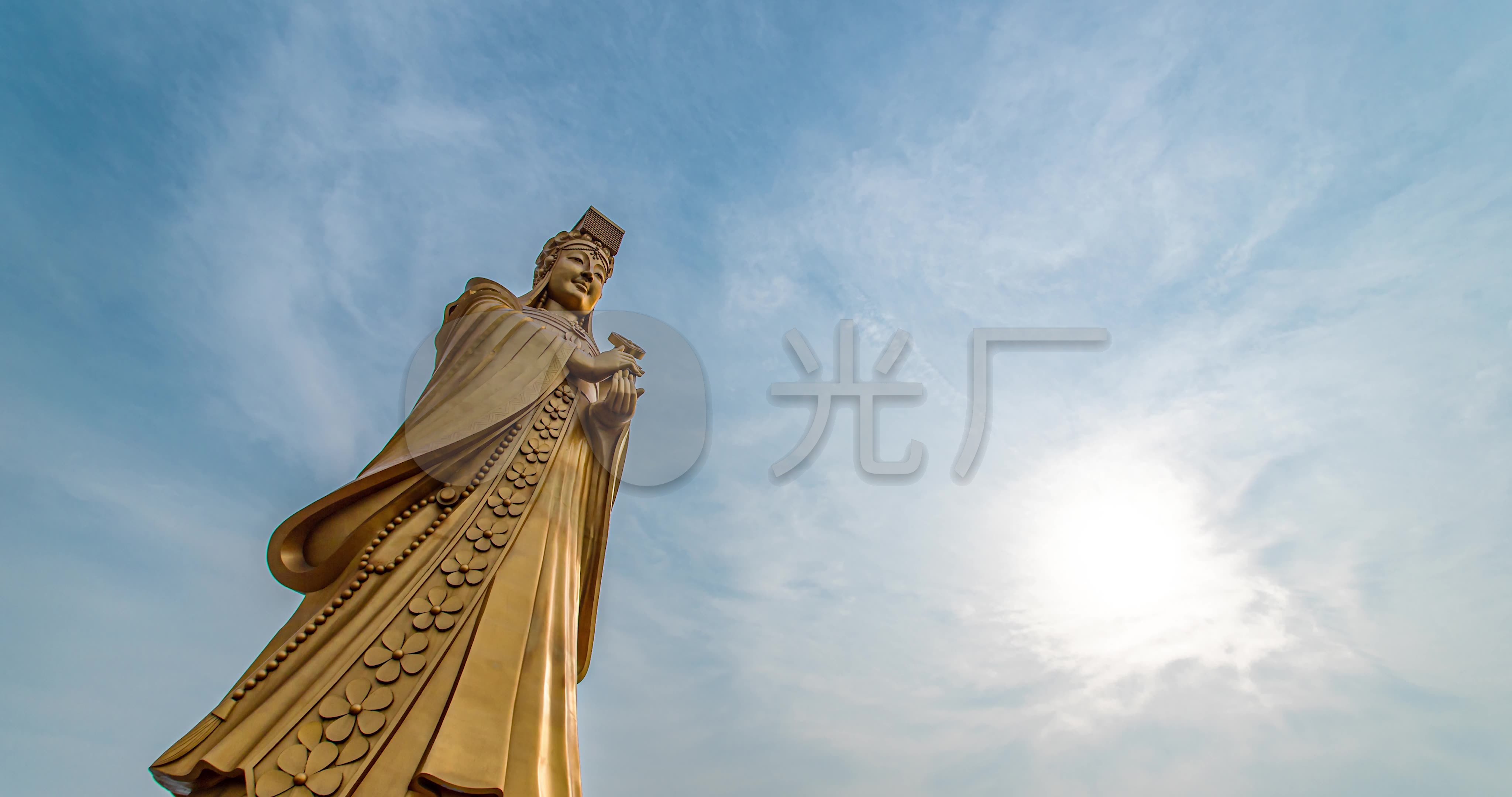 青岛市小麦岛妈祖雕像_4096x2160_高清视频素材下载