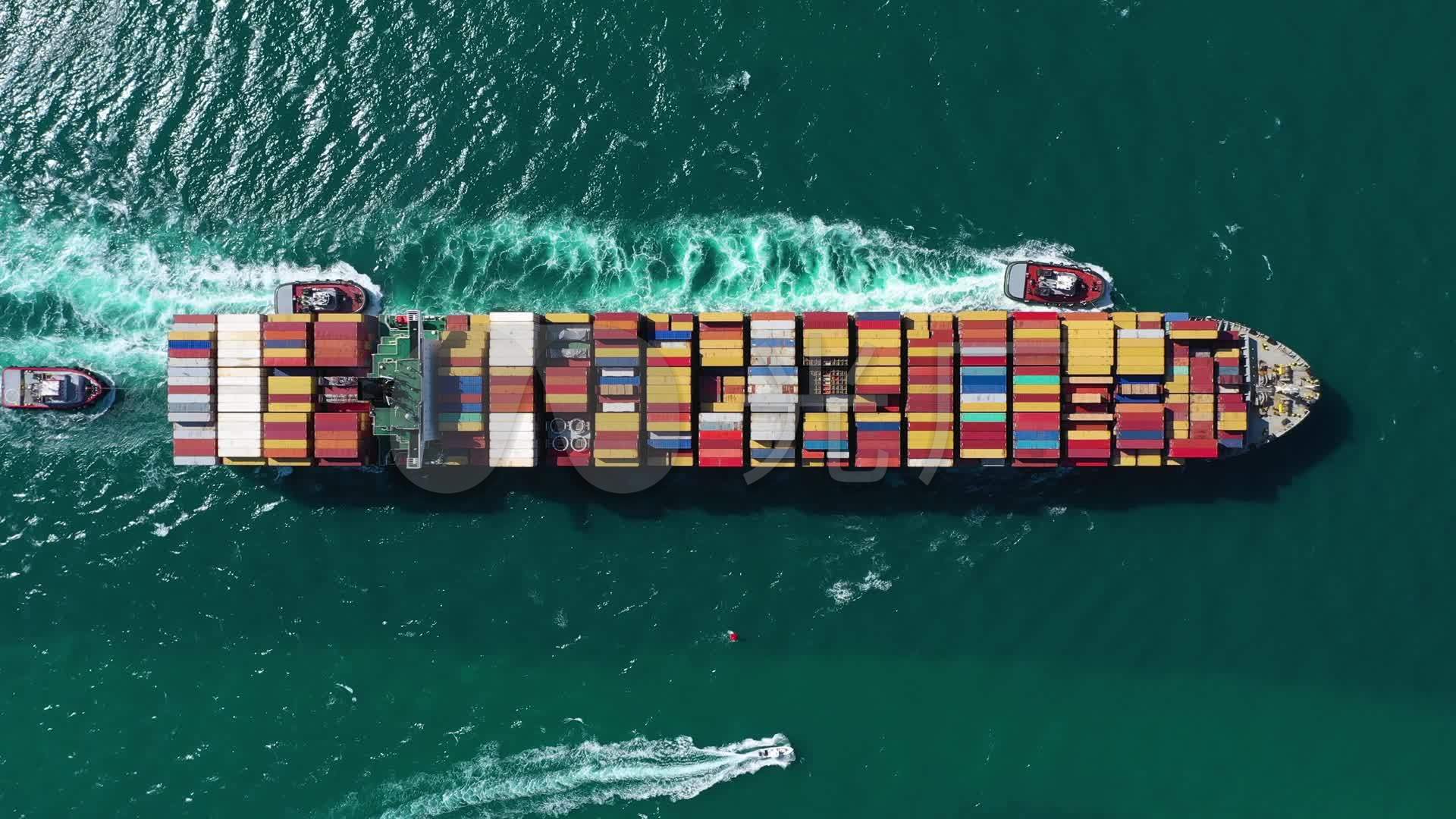 海上大型集装箱货轮货船航行视频_1920x1080_高清视频