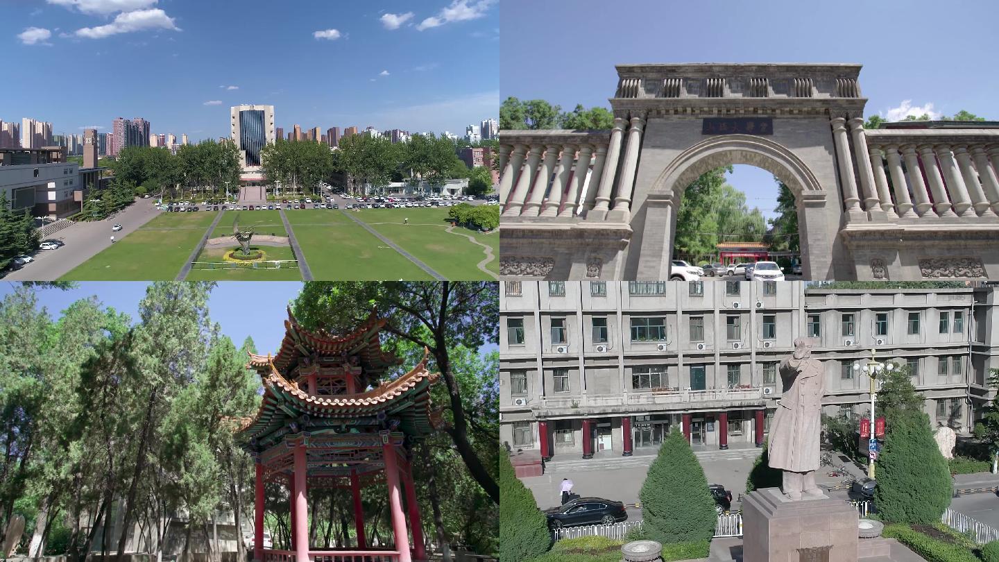 太原市山西大学校园航拍延时