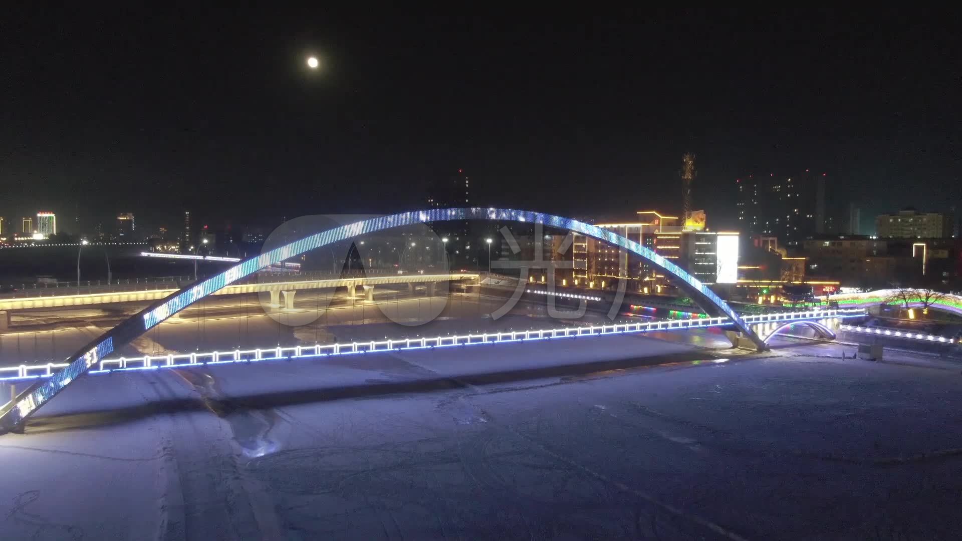 【震撼】吉林省白山市夜景航拍_1920x1080_高清视频素材下载(编号