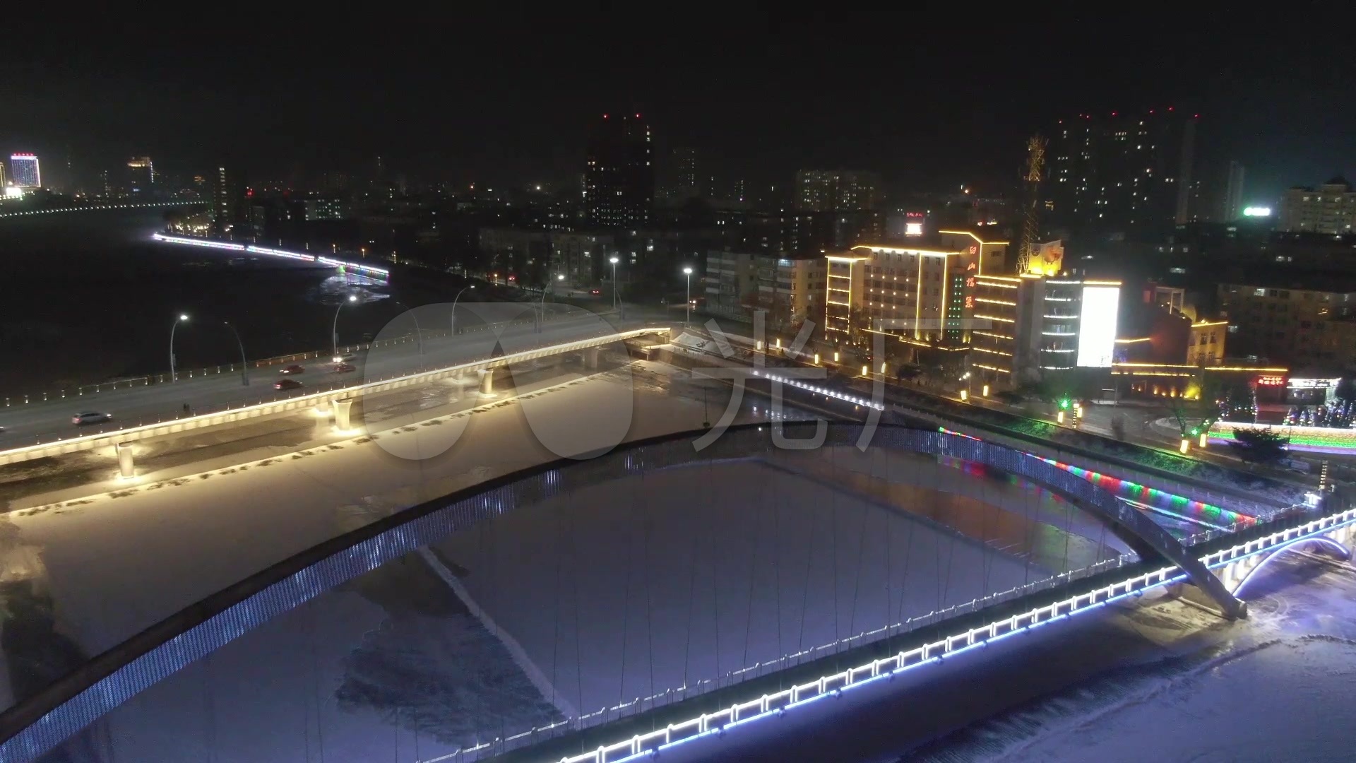 【震撼】吉林省白山市夜景航拍_1920x1080_高清视频素材下载(编号