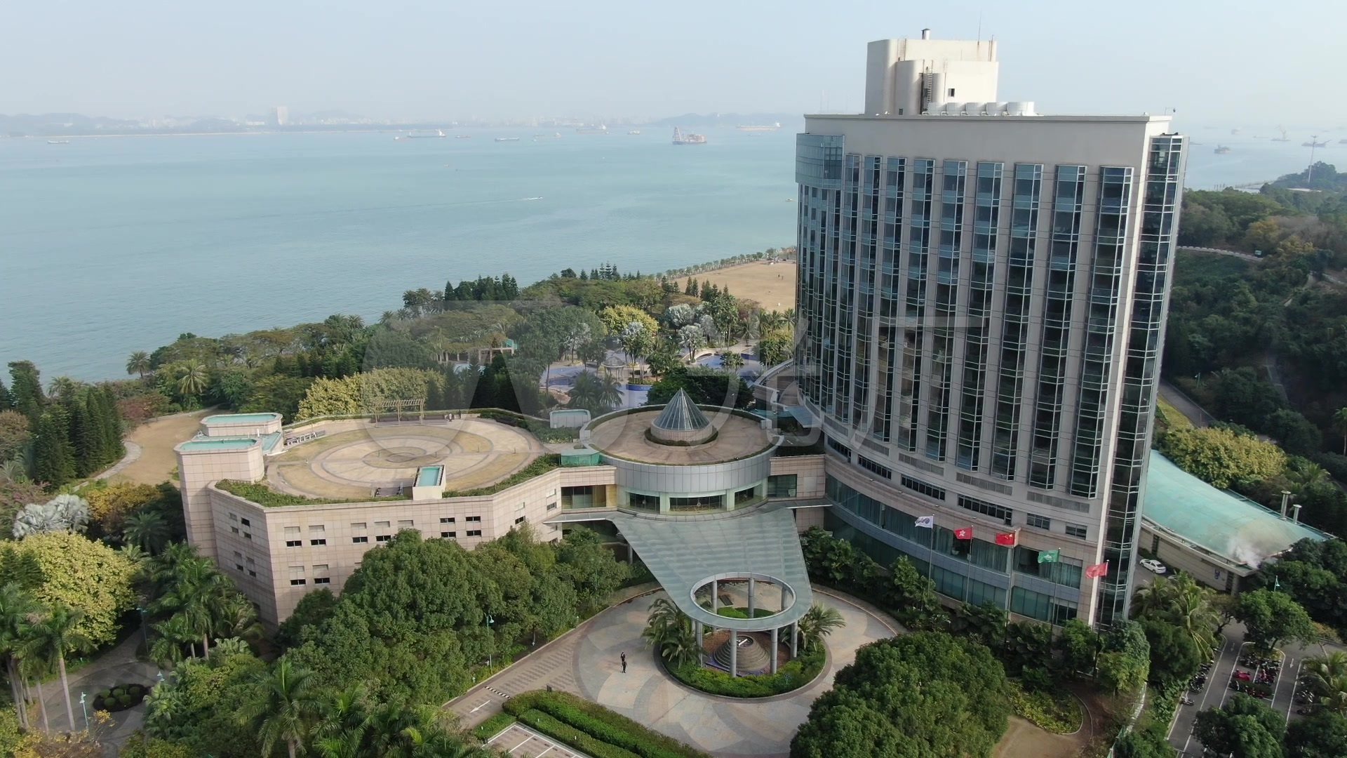 高清航拍广州南沙大酒店南沙客运站_1920x1080_高清