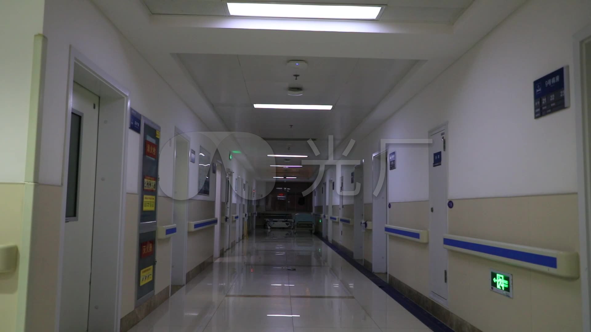 医院 晚上走廊熄灯 休息 病房