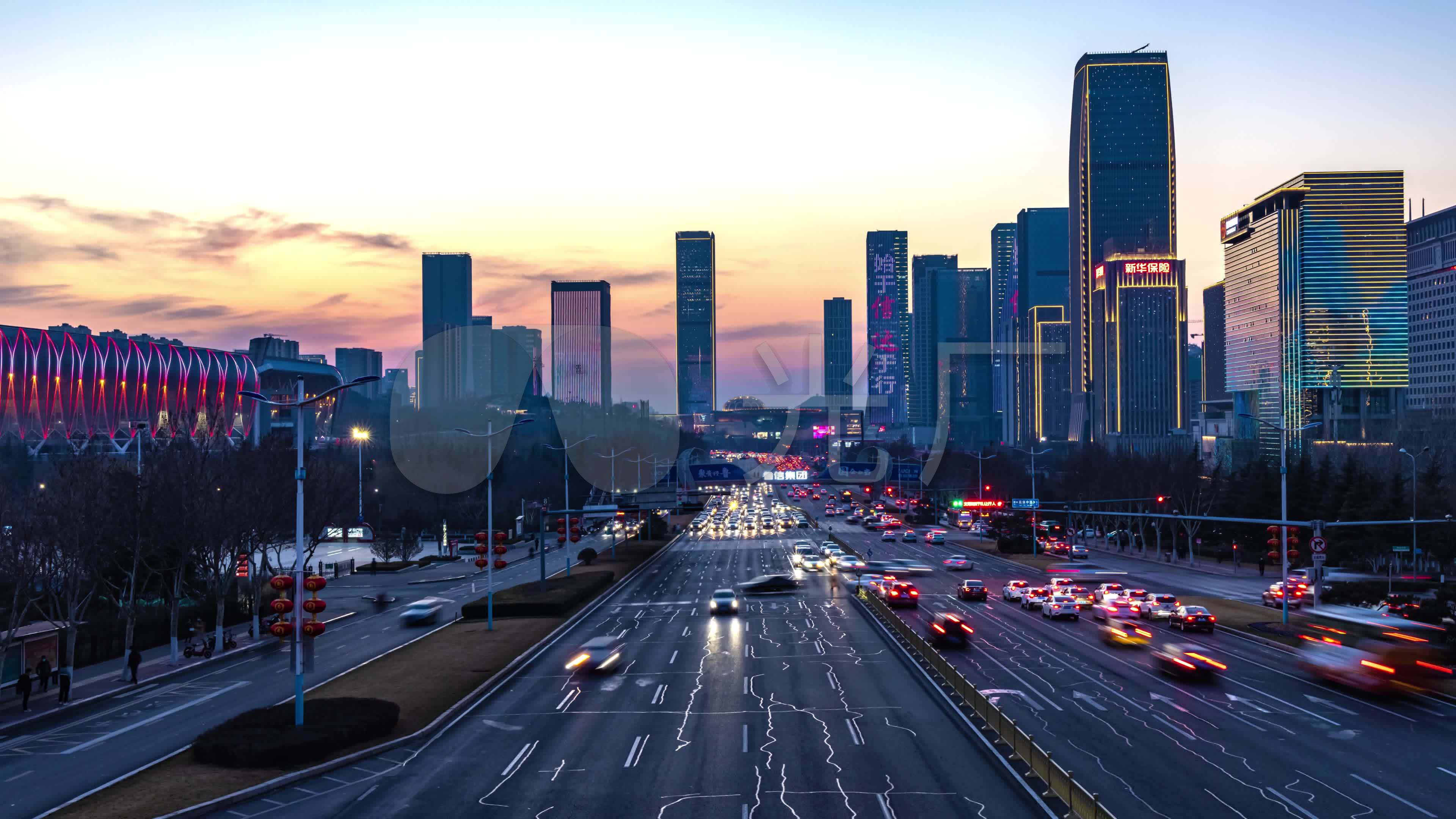 济南经十路夜景_3840x2160_高清视频素材下载(编号:)