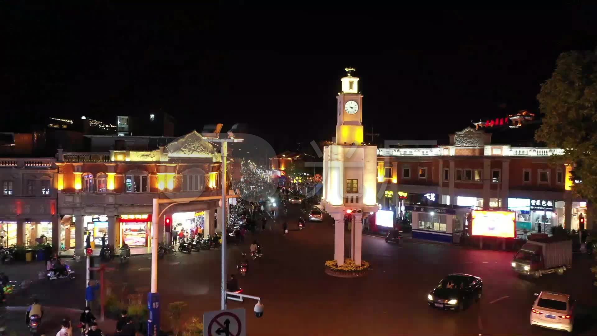 福建省泉州西街,中山路,钟楼夜景