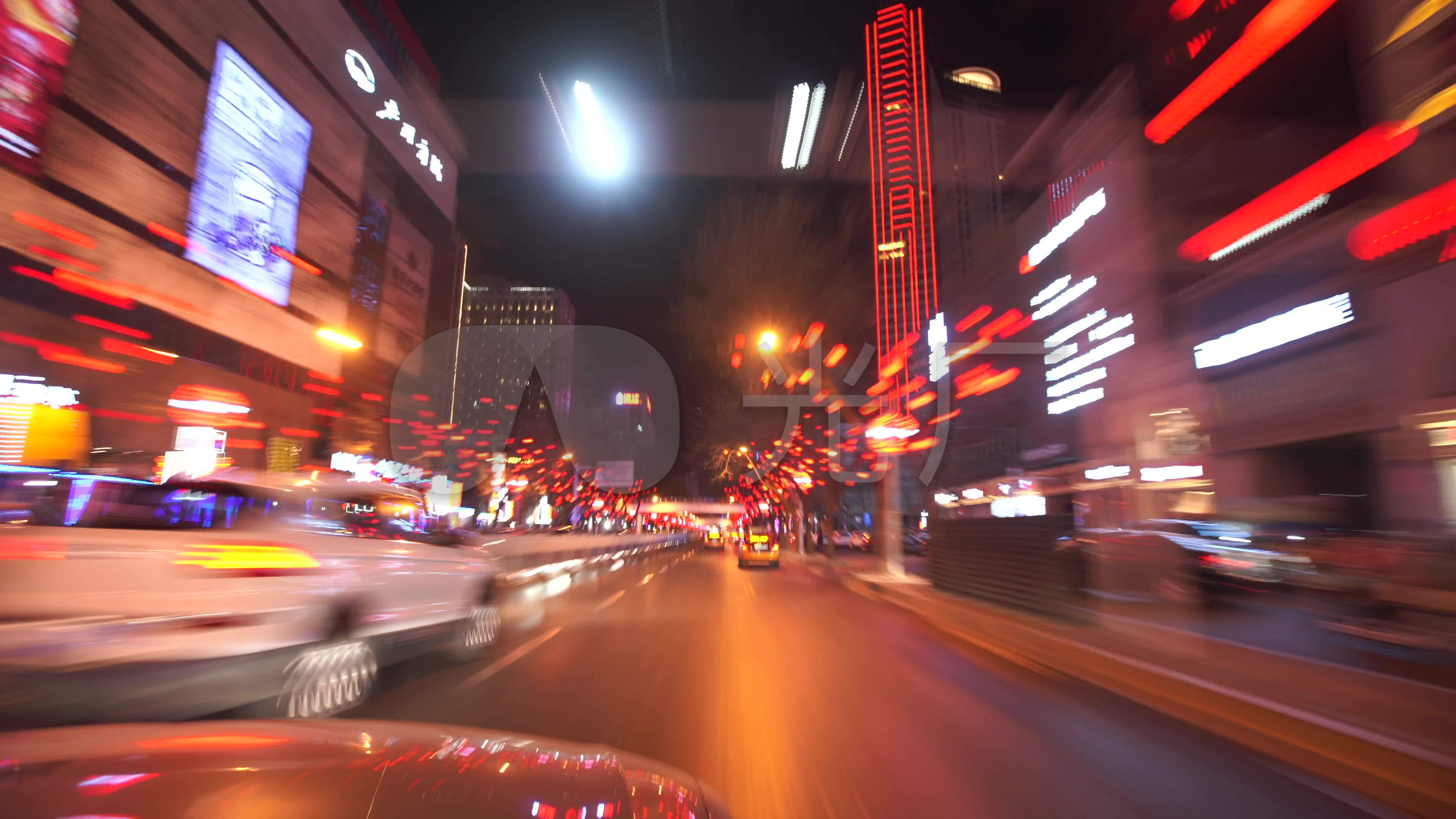 慢门拍摄城市夜景汽车行驶伤感气氛_3840x2160_高清