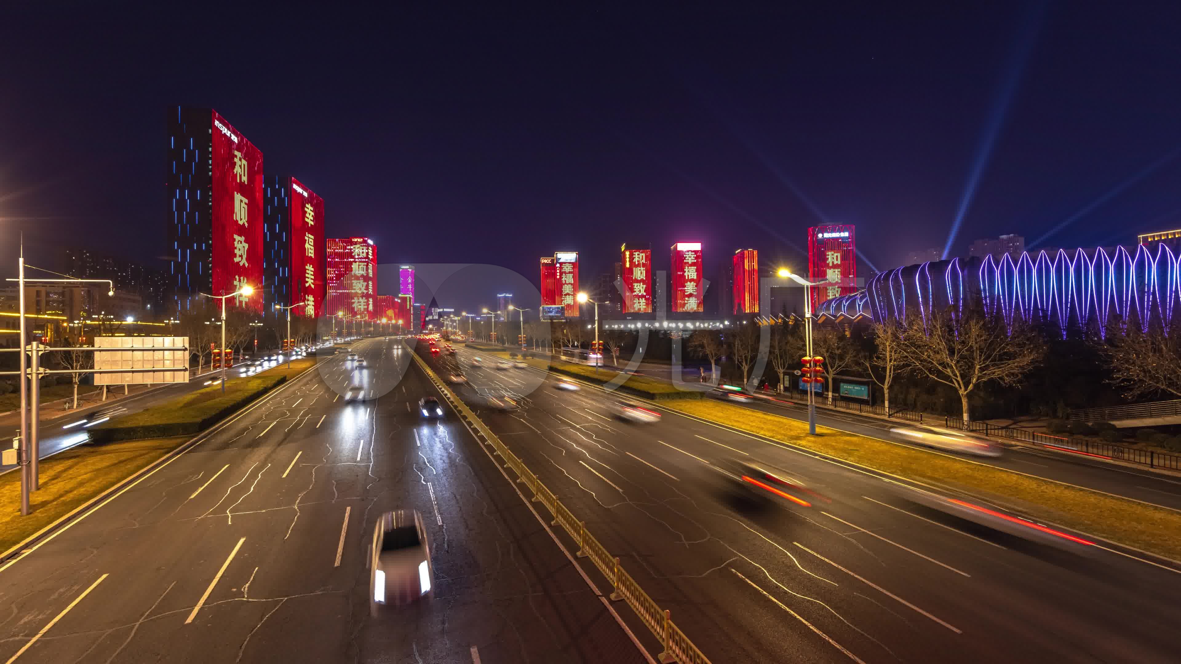 经十路夜景_3840x2160_高清视频素材下载(编号:)_实拍