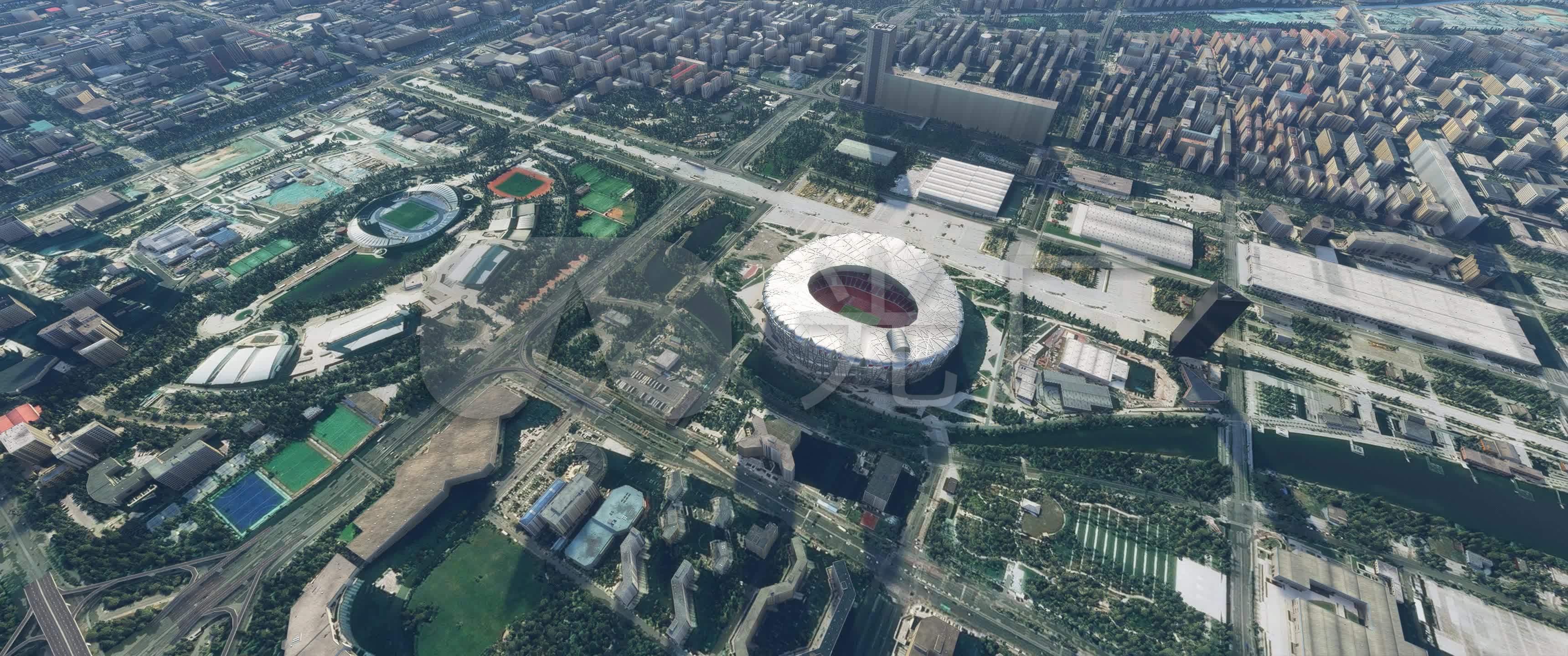 4k超高清俯瞰北京鸟瞰北京航拍鸟巢_视频素材包下载