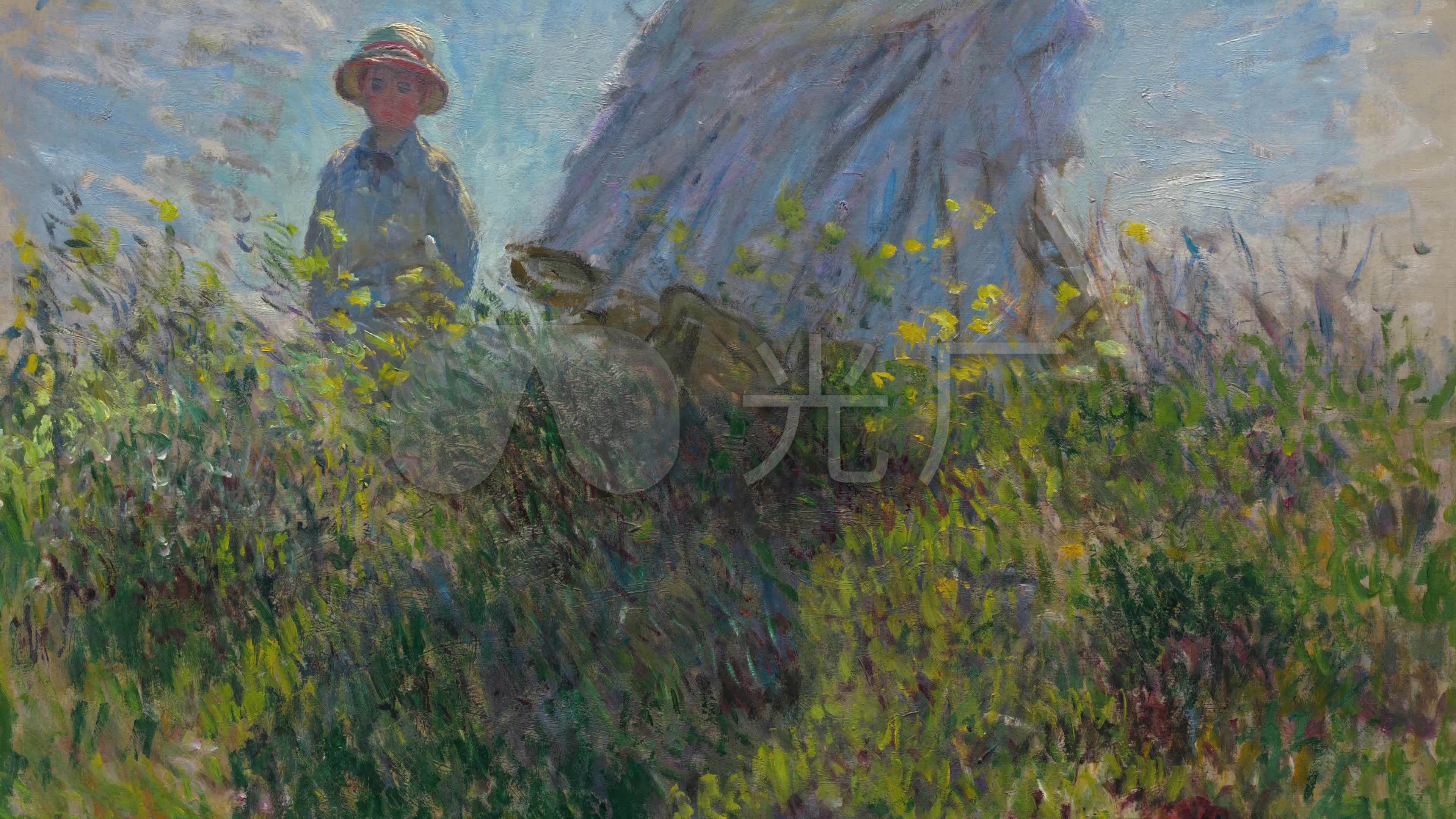 4k名画展示——撑阳伞的女人_3840x2160_高清视频素材
