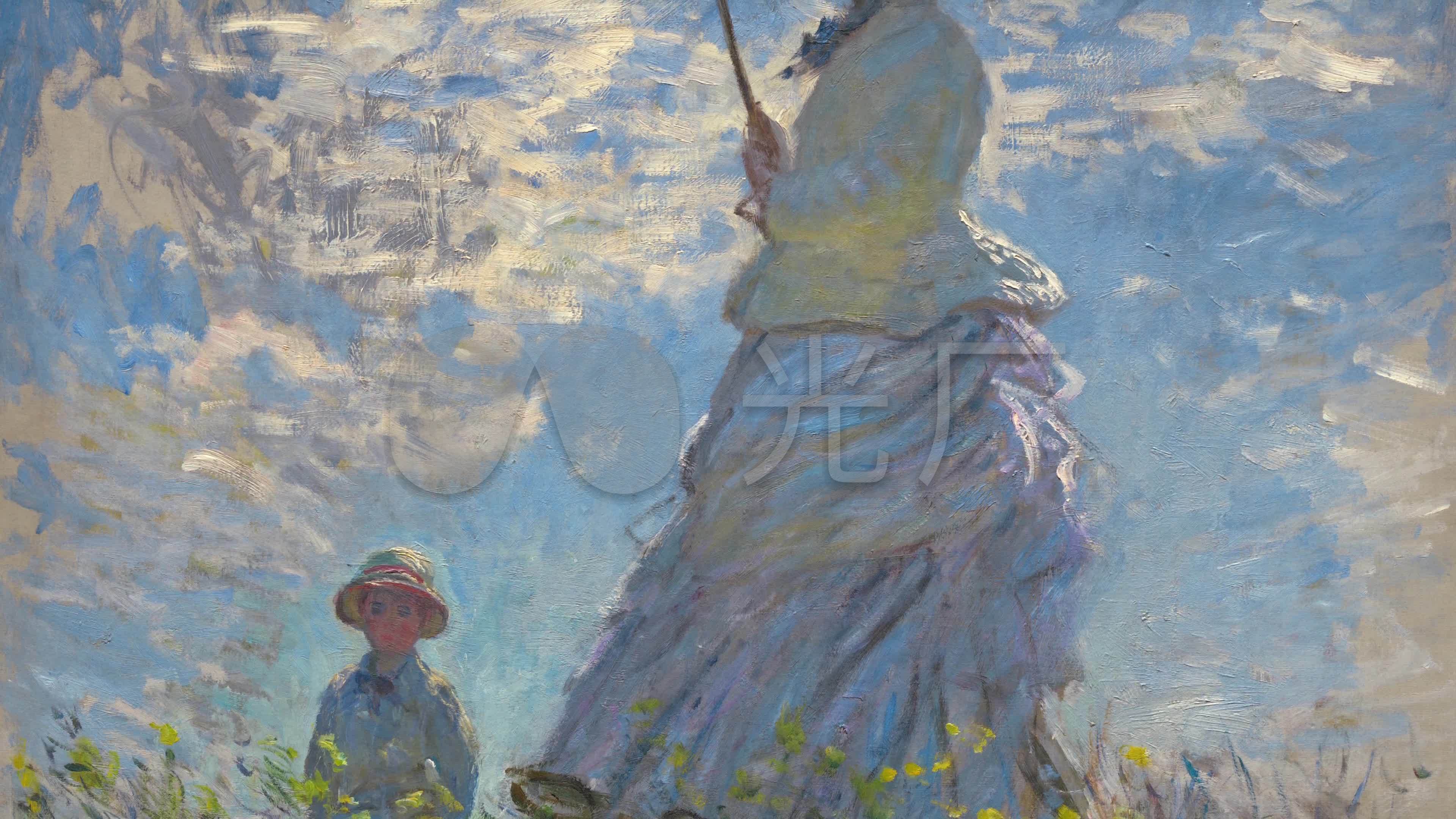 4k名画展示——撑阳伞的女人_3840x2160_高清视频素材