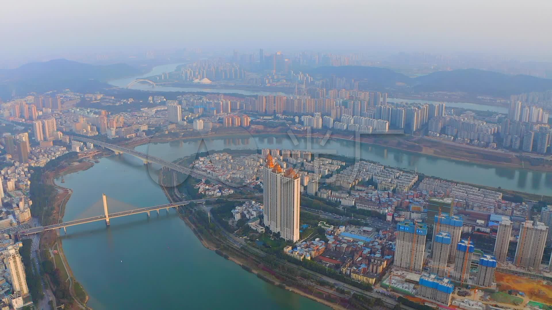 航拍广西绿城南宁市邕江全景_1920x1080_高清视频素材