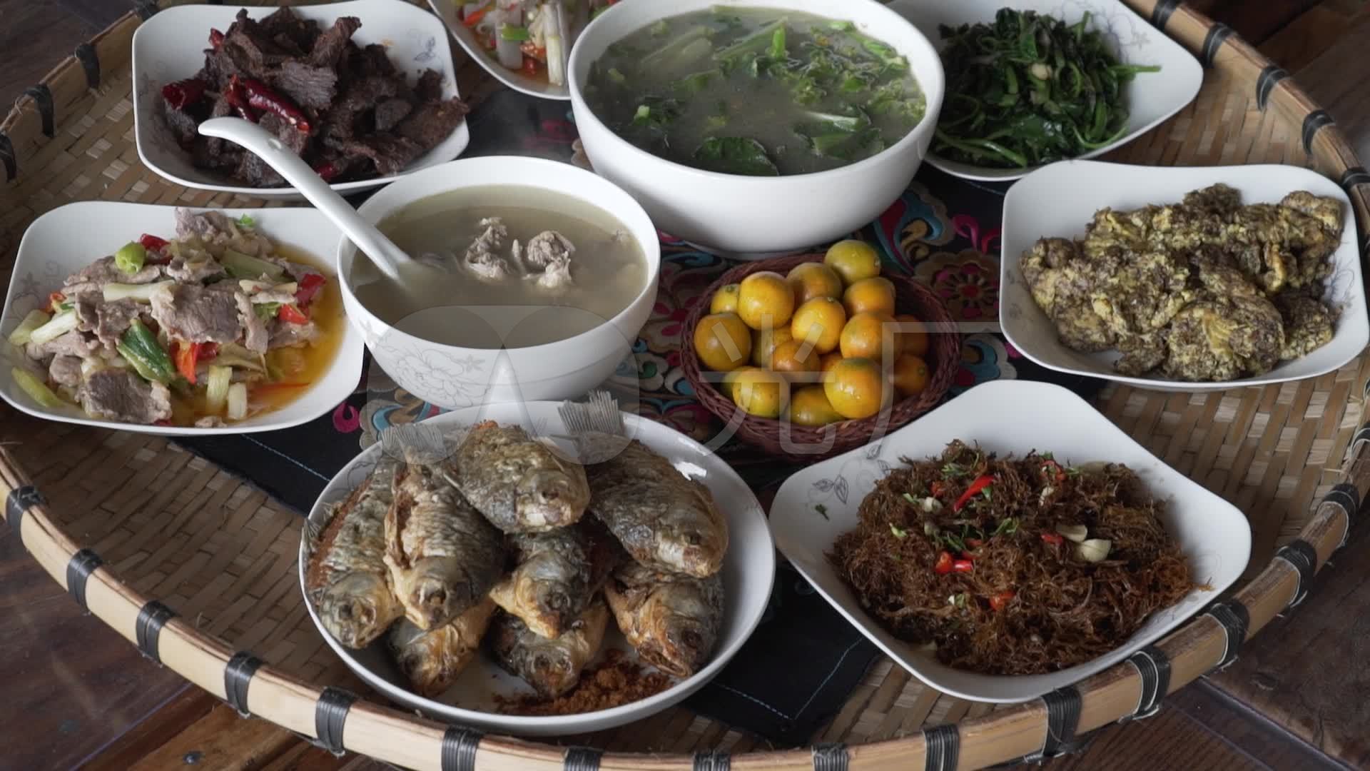 元阳簸箕宴哈尼族美食_1920x1080_高清视频素材下载