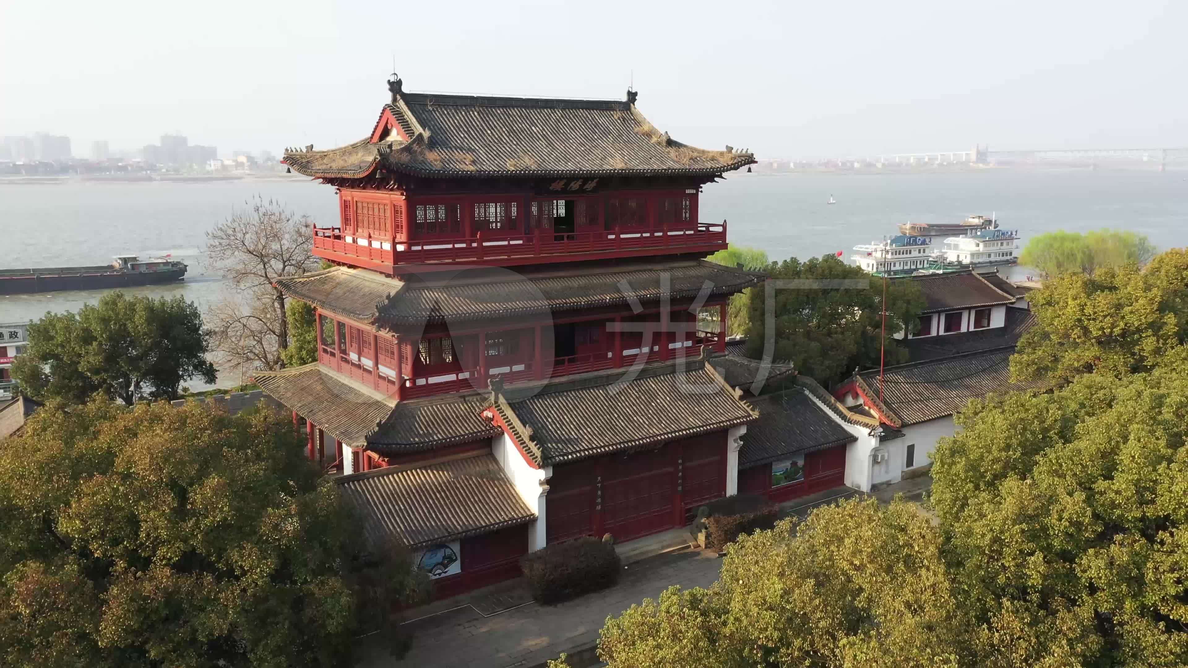 九江浔阳楼航拍_3840x2160_高清视频素材下载(编号:)
