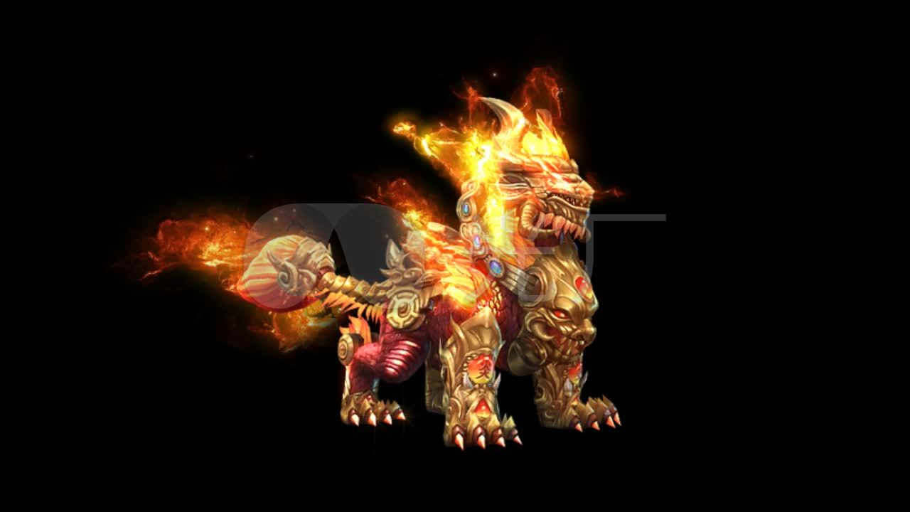 火狮子麒麟神兽游戏坐骑待机动作