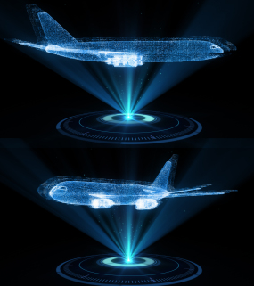 4k全息科技三维投影航空飞机ae模板