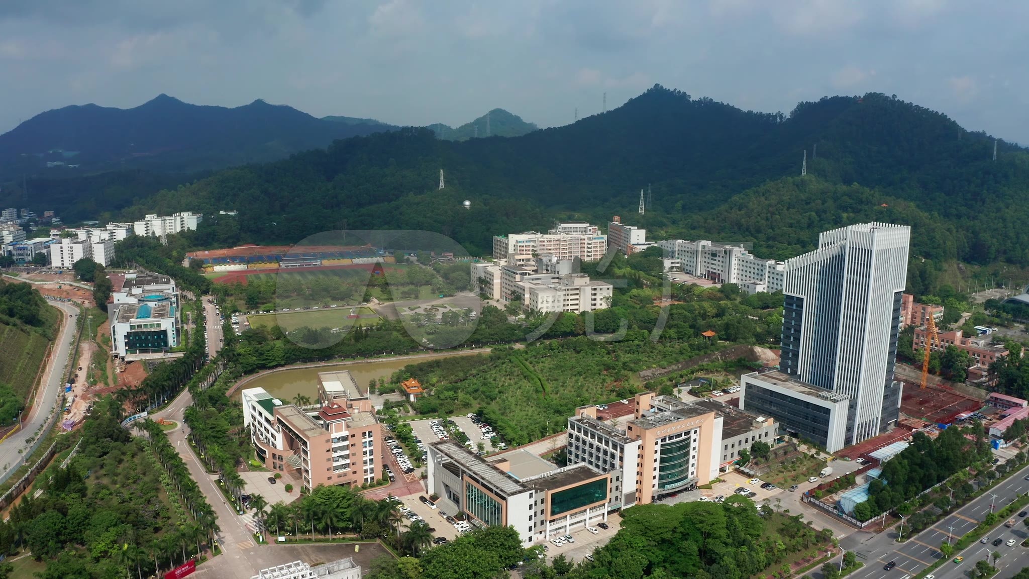 广东惠州航拍惠州学院_2048x1152_高清视频素材下载