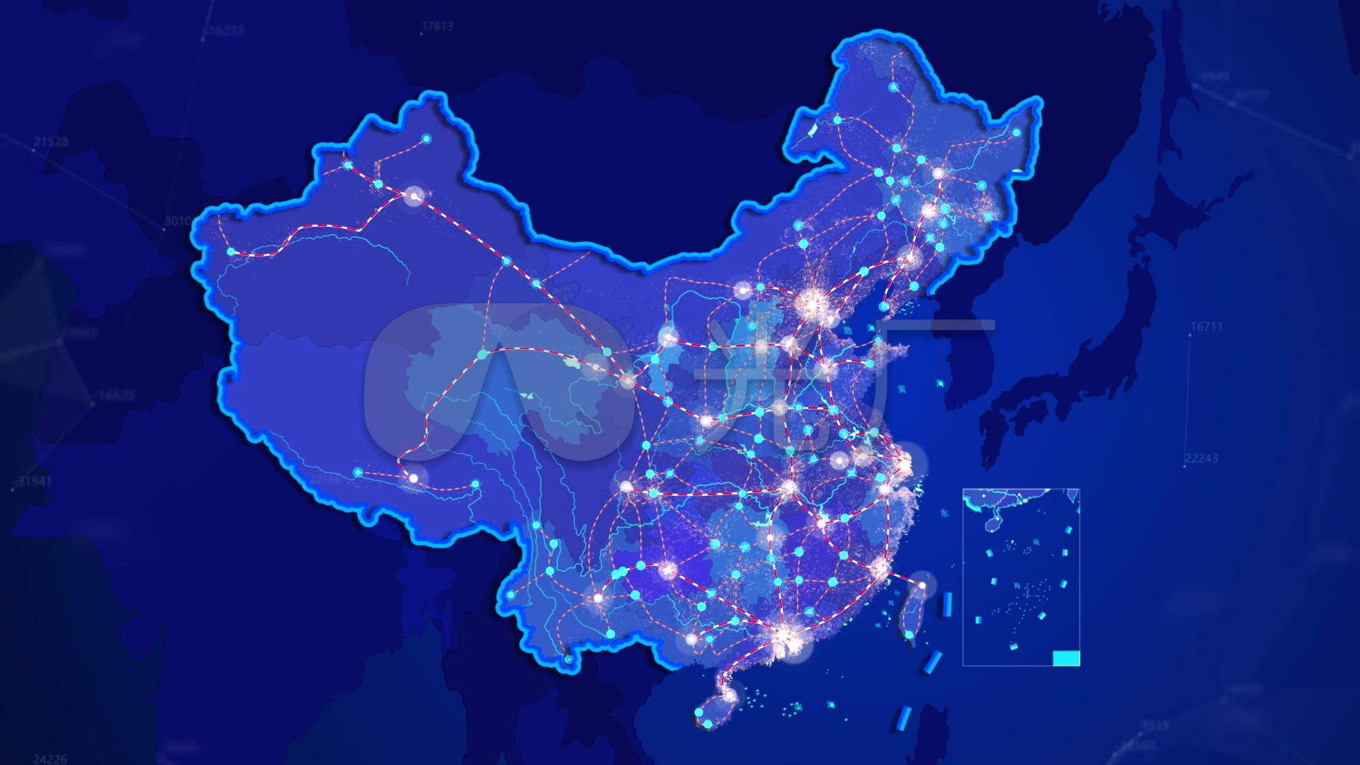 立体交通网二维中国地图3d_2_1920x1080_高清视频素材