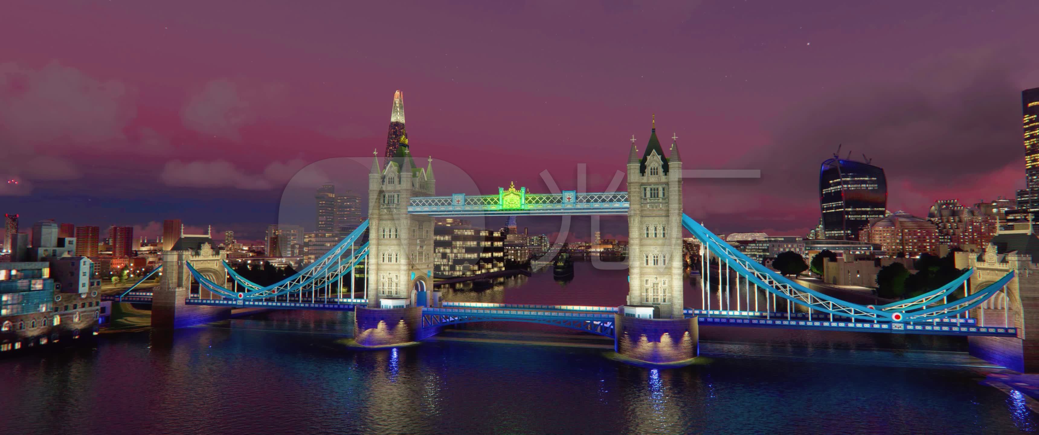 4k英国伦敦夜景航拍