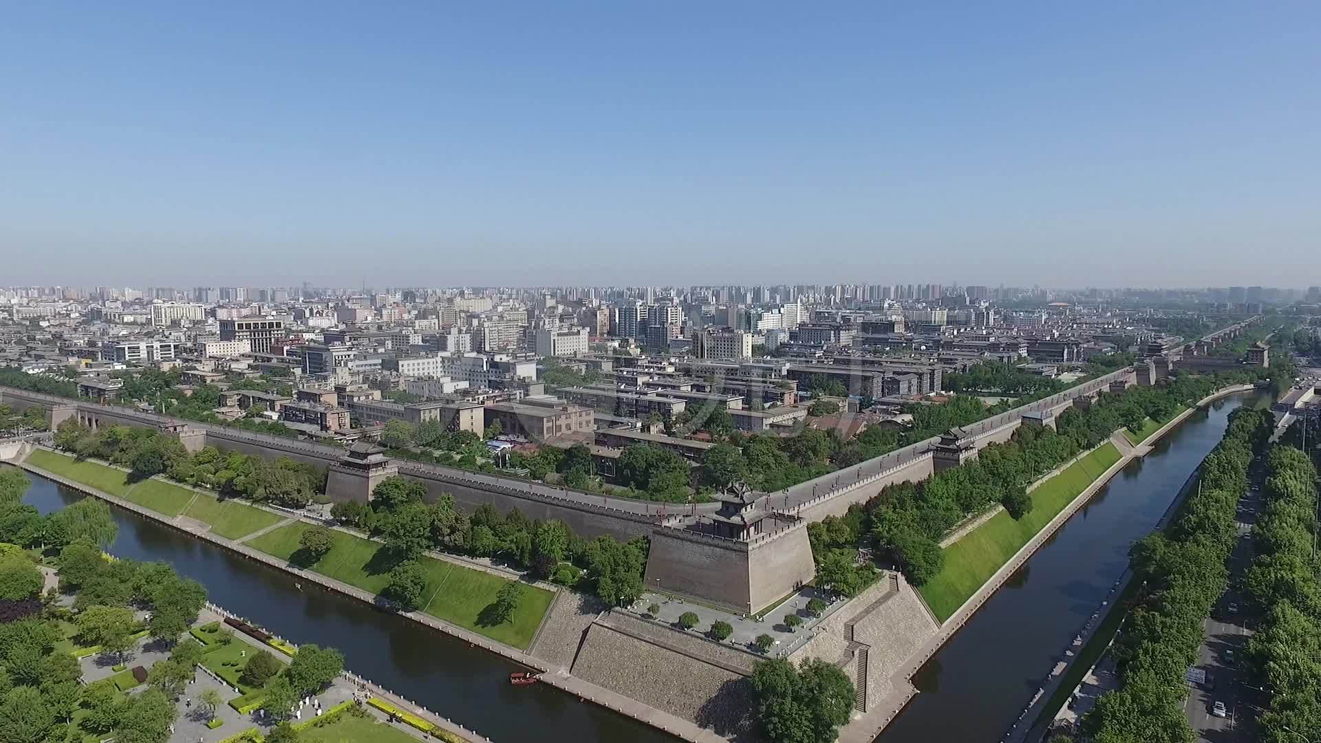 西安城墙西安明城墙东南城角全景_1920x1080_高清视频素材下载(编号