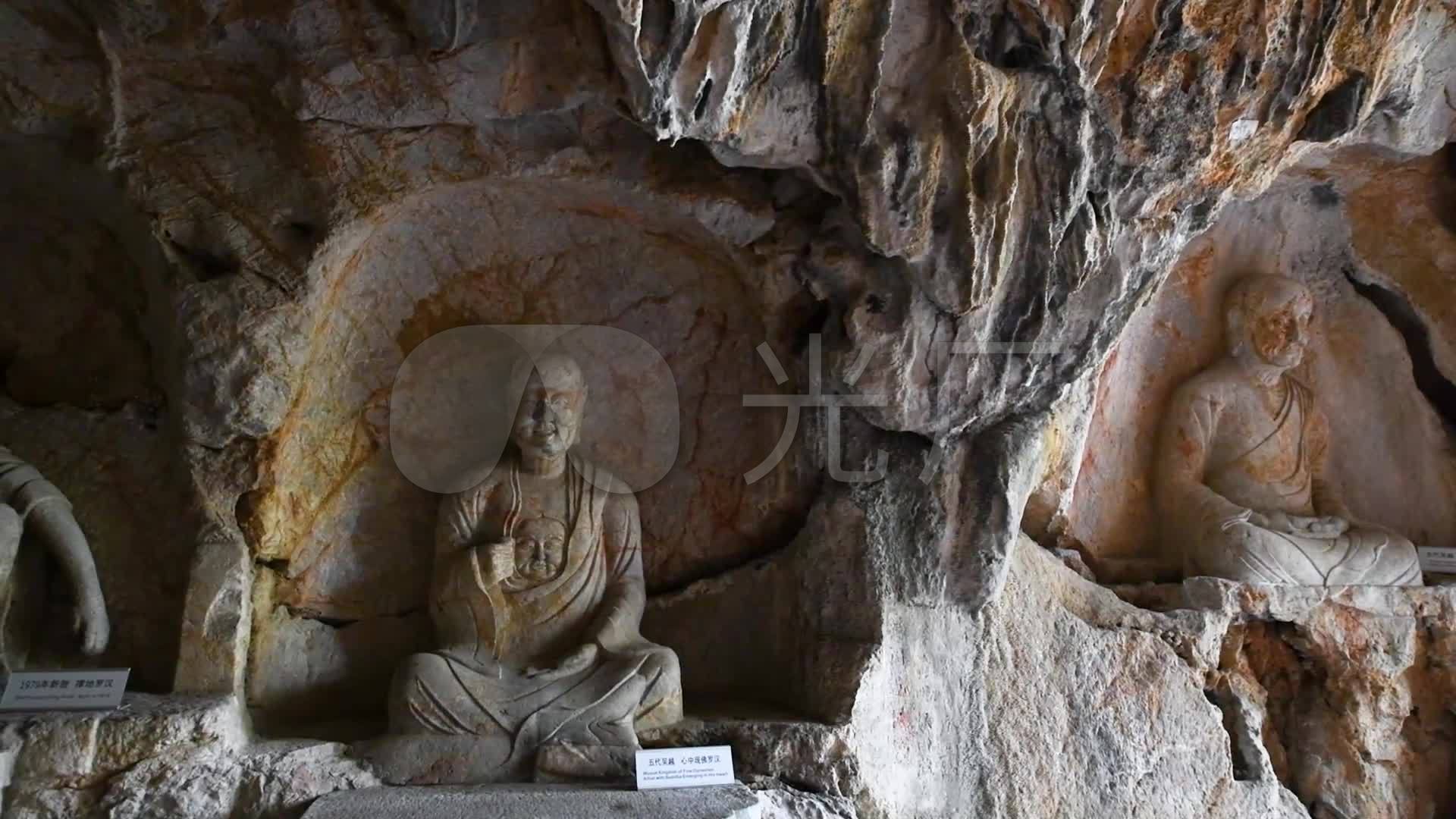 杭州西湖烟霞洞塑像视频素材