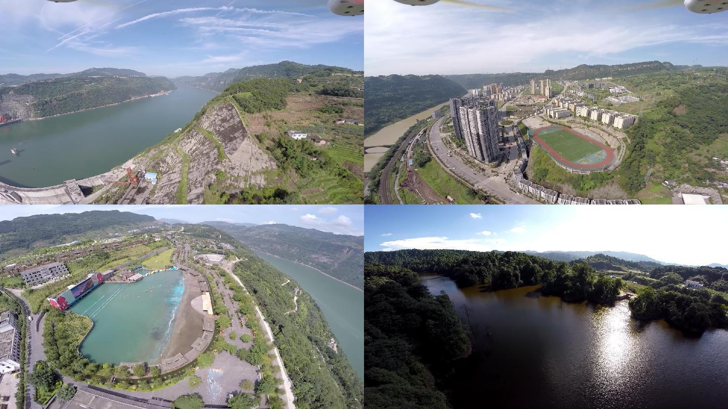 航拍昭通水富县铜锣坝北大门水富温泉