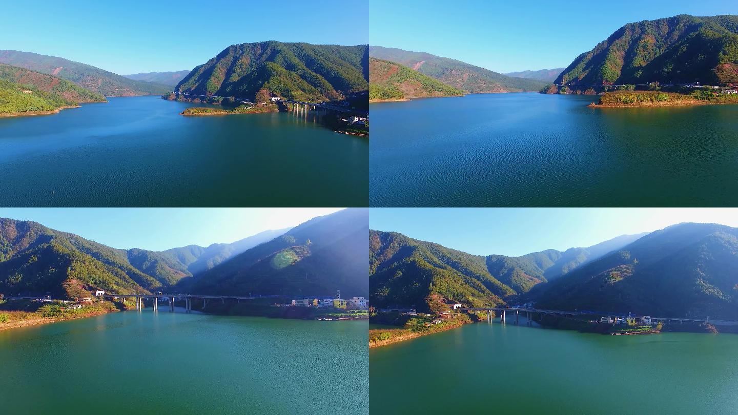 航拍位于云南会泽县境内的亚洲第一土坝,高原帆船训练基地.
