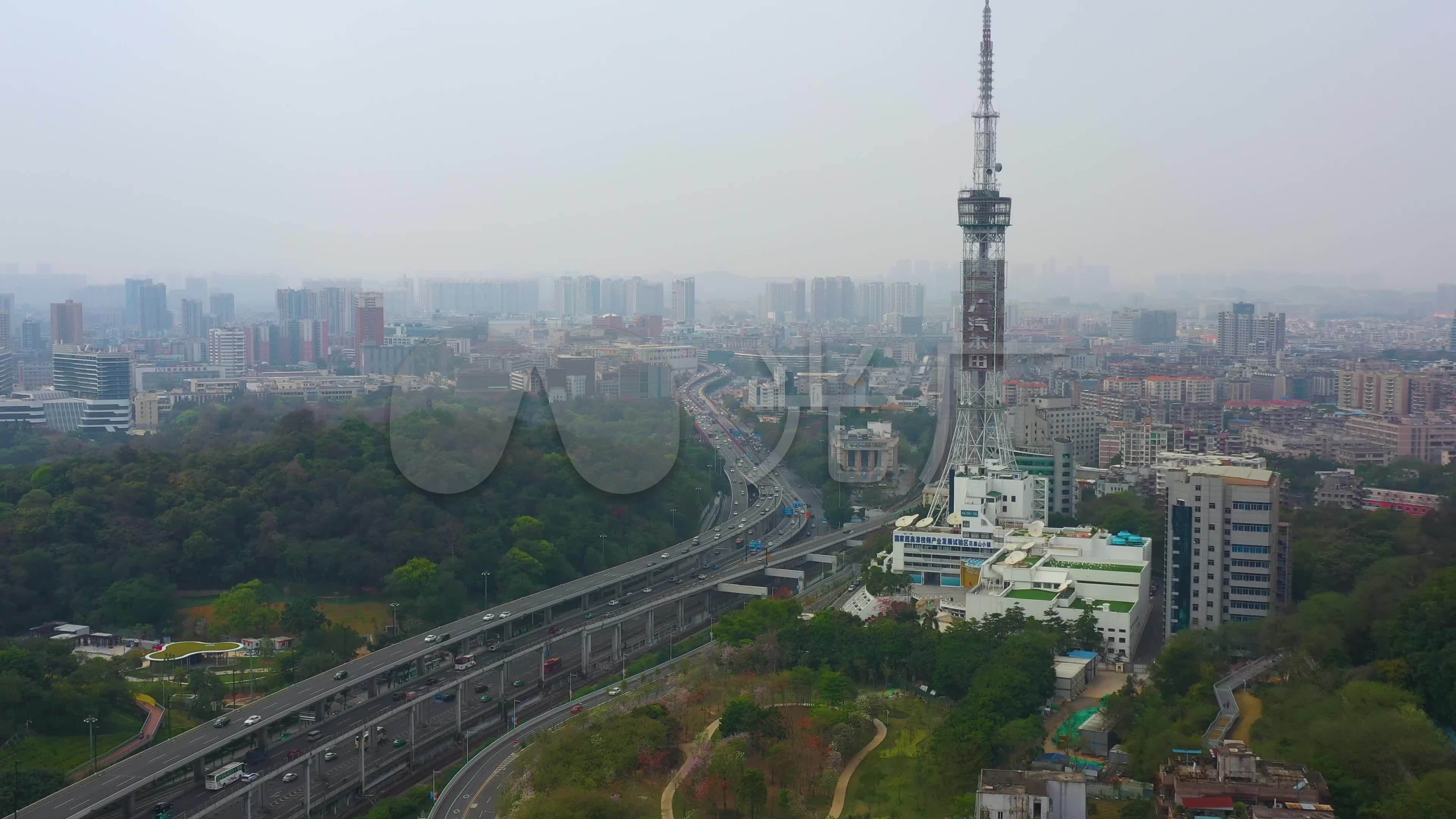 广州花果山广州电视台电视塔广州火车站航拍_3840x
