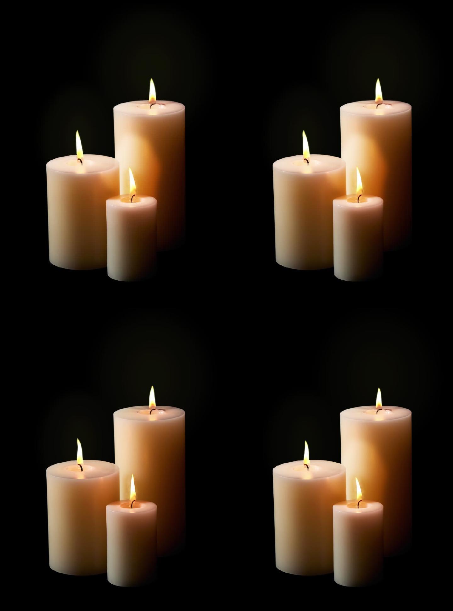 白色蜡烛清明节祈福祝福燃烧的蜡烛带通道素材烛光蜡烛白蜡蜡烛燃烧