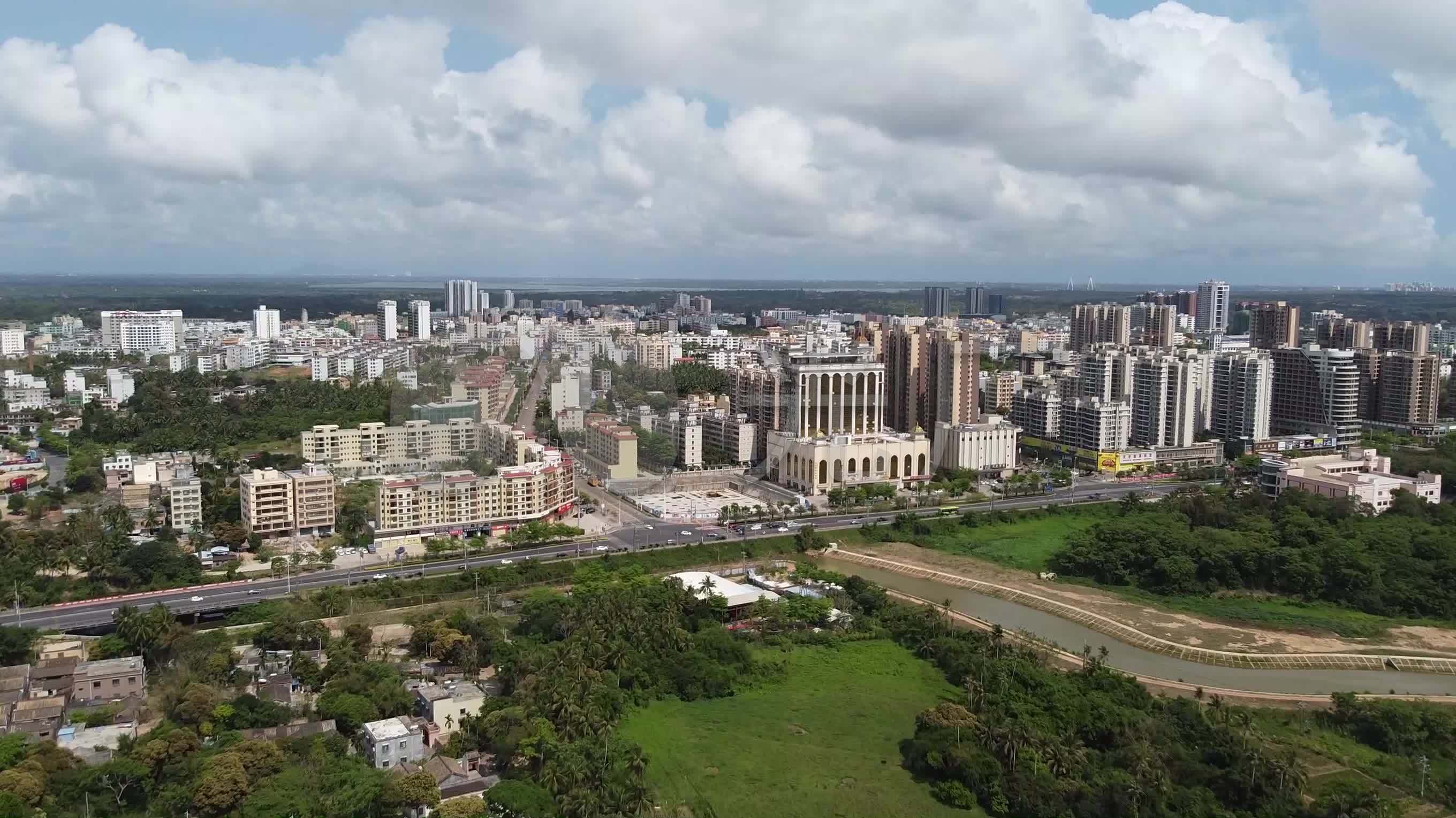 海南文昌市-文城全景_2720x1530_高清视频素材下载(:)