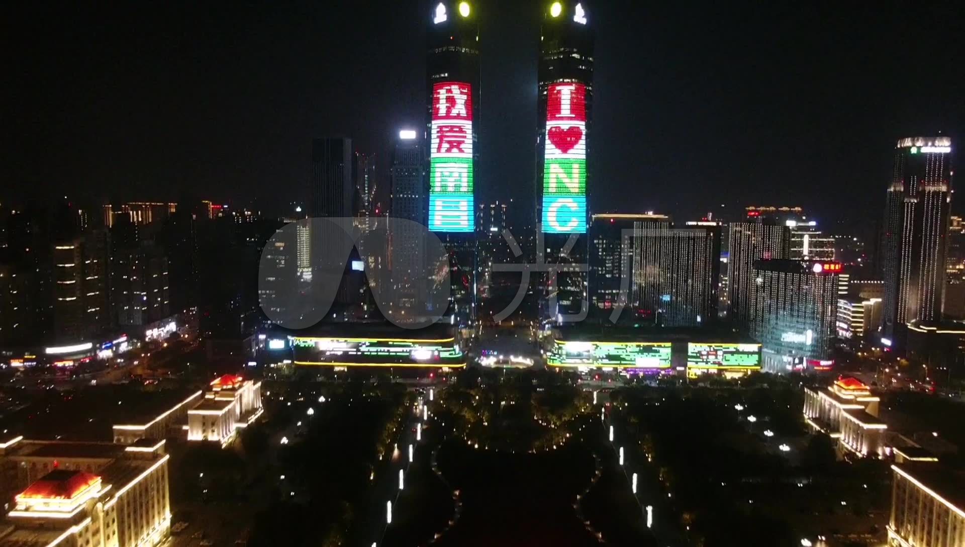 南昌 红谷滩 夜景 航拍 广场