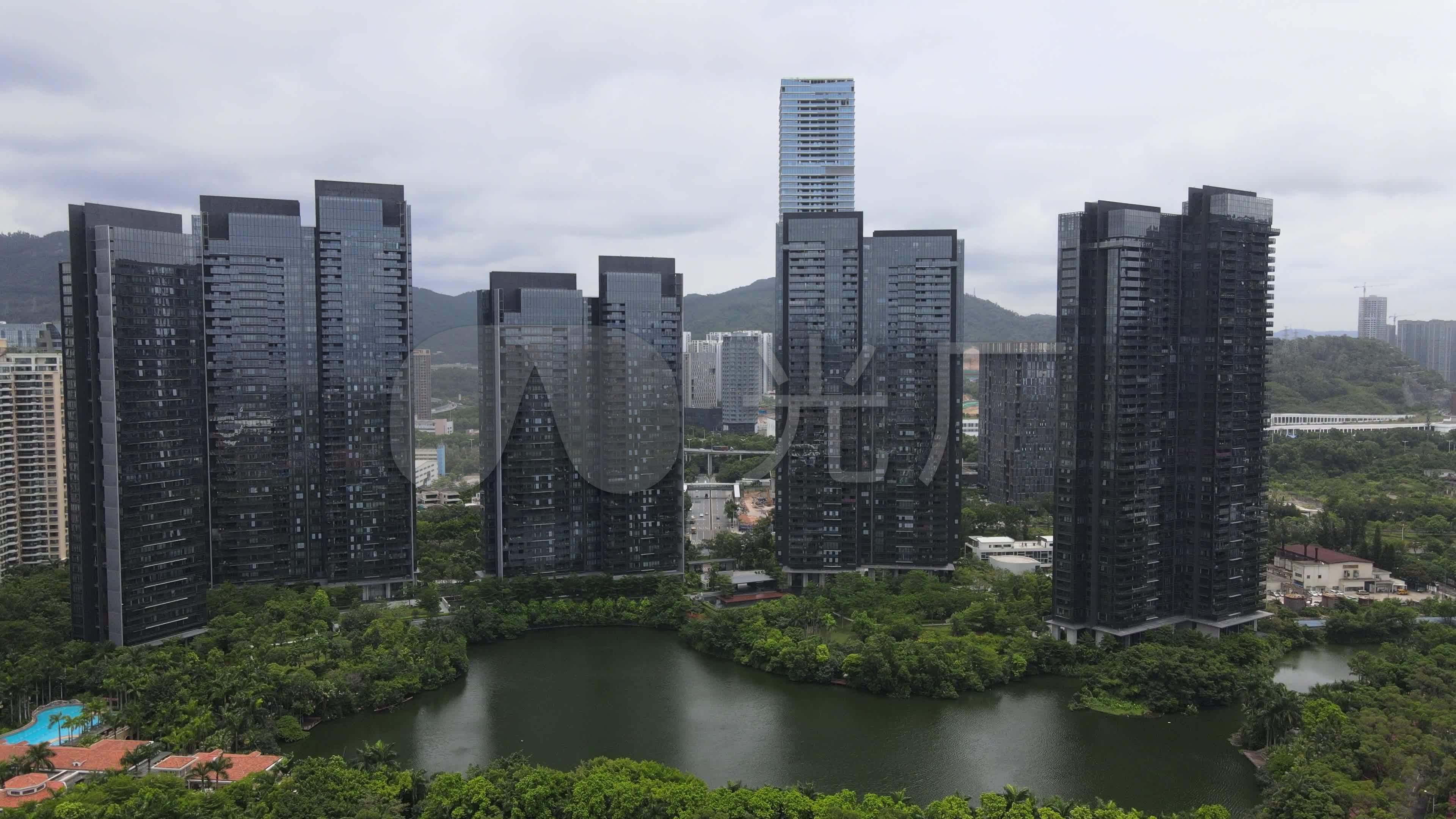 航拍深圳天鹅湖花园楼盘物业高端地产_3840x2160_高清