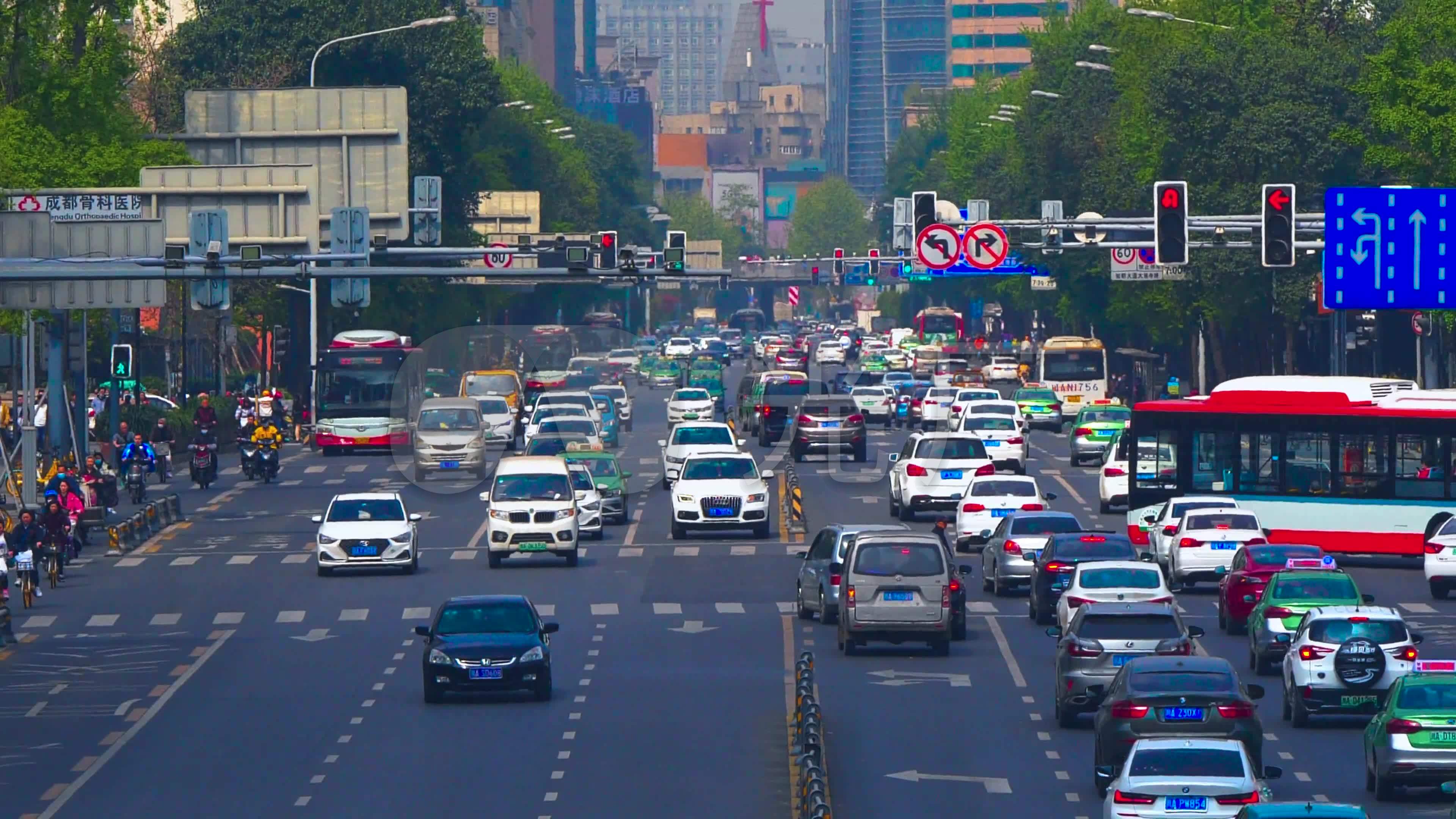 4k清晨拥堵交通十字路口壮观车流_3840x2160_高清视频
