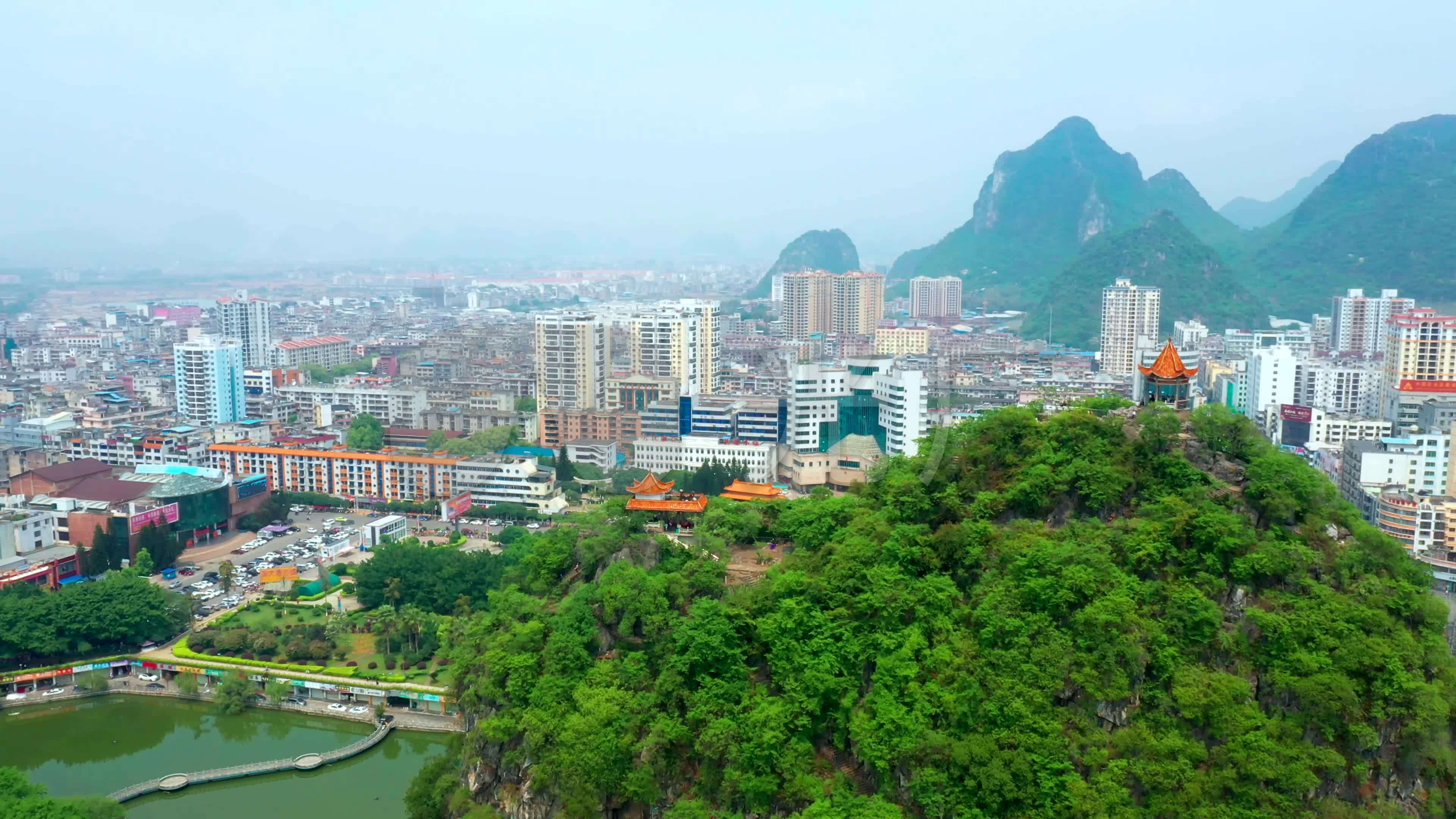 4k·广西贺州市区全景航拍_3840x2160_高清视频素材