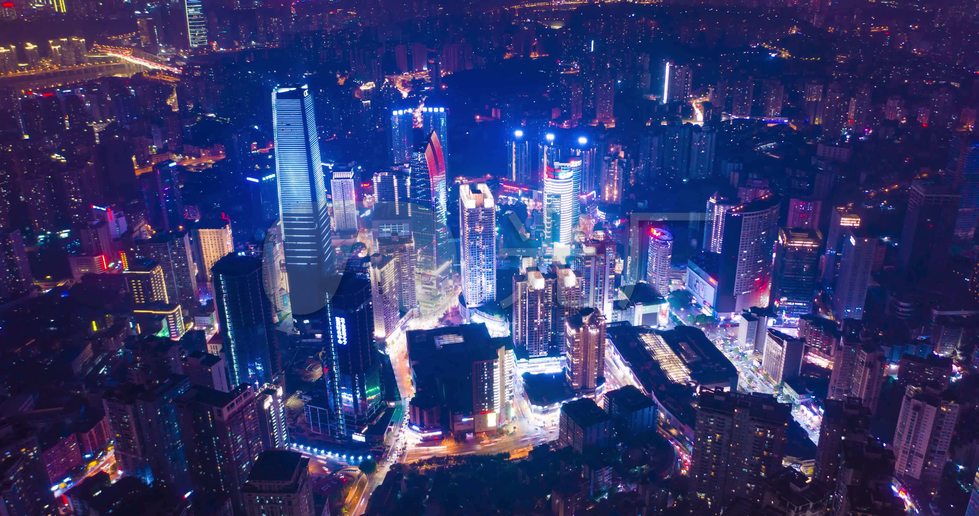 重庆观音桥航拍夜景_4096x2160_高清视频素材下载(编号:5635957)_实拍