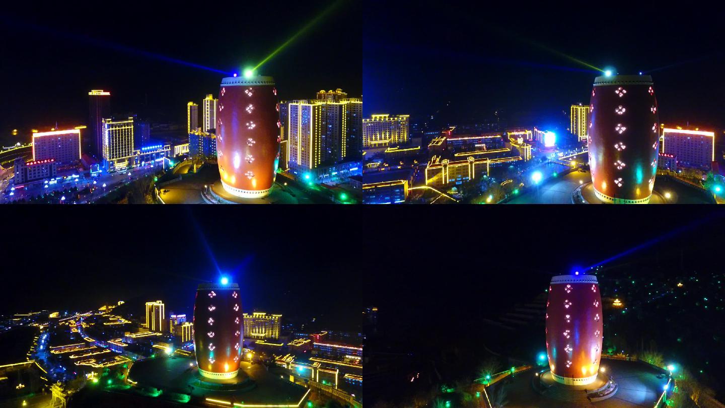 陕北延安安塞腰鼓夜景