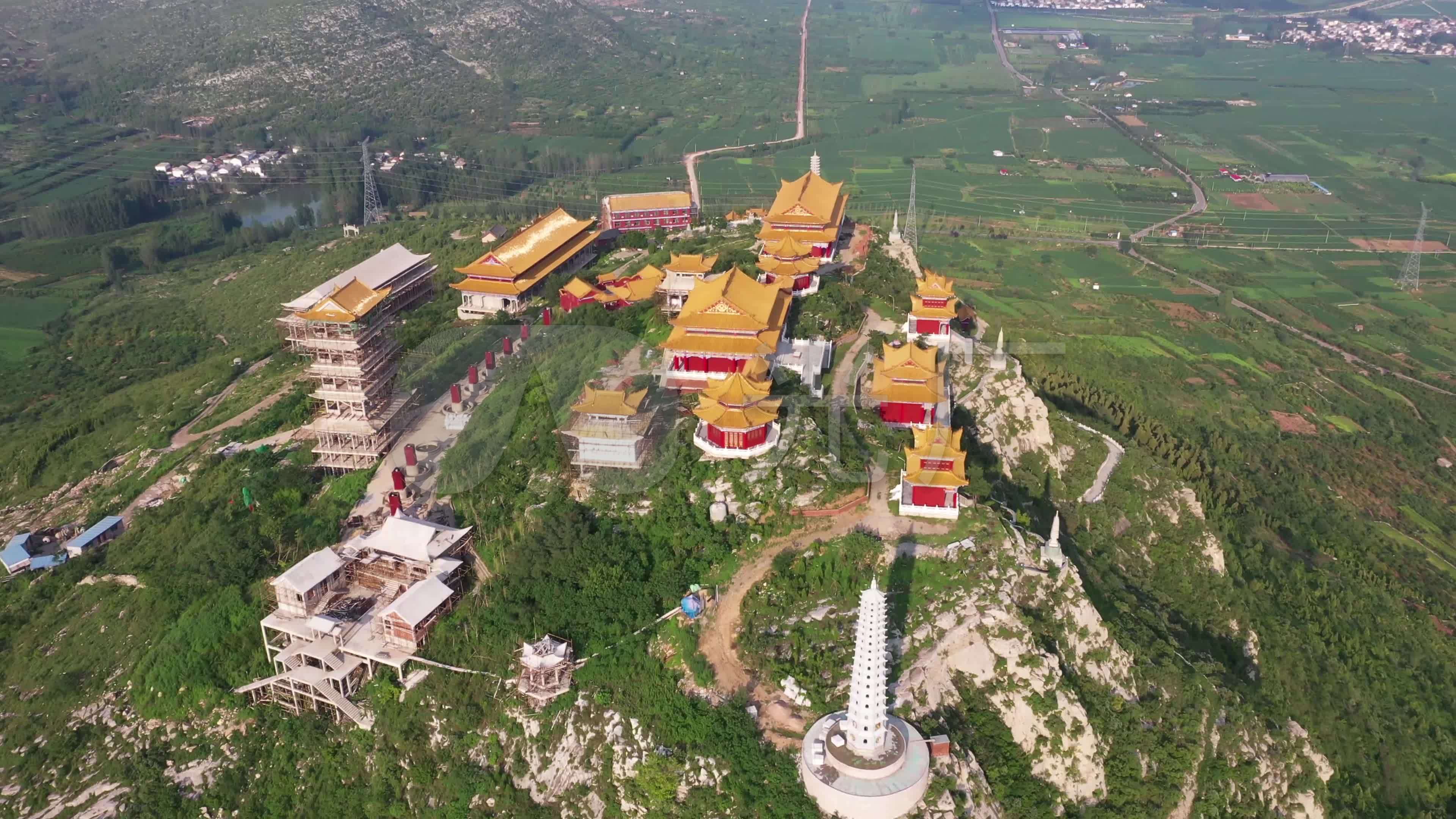 枣庄峄城大光明寺合辑航拍_3840x2160_高清视频素材