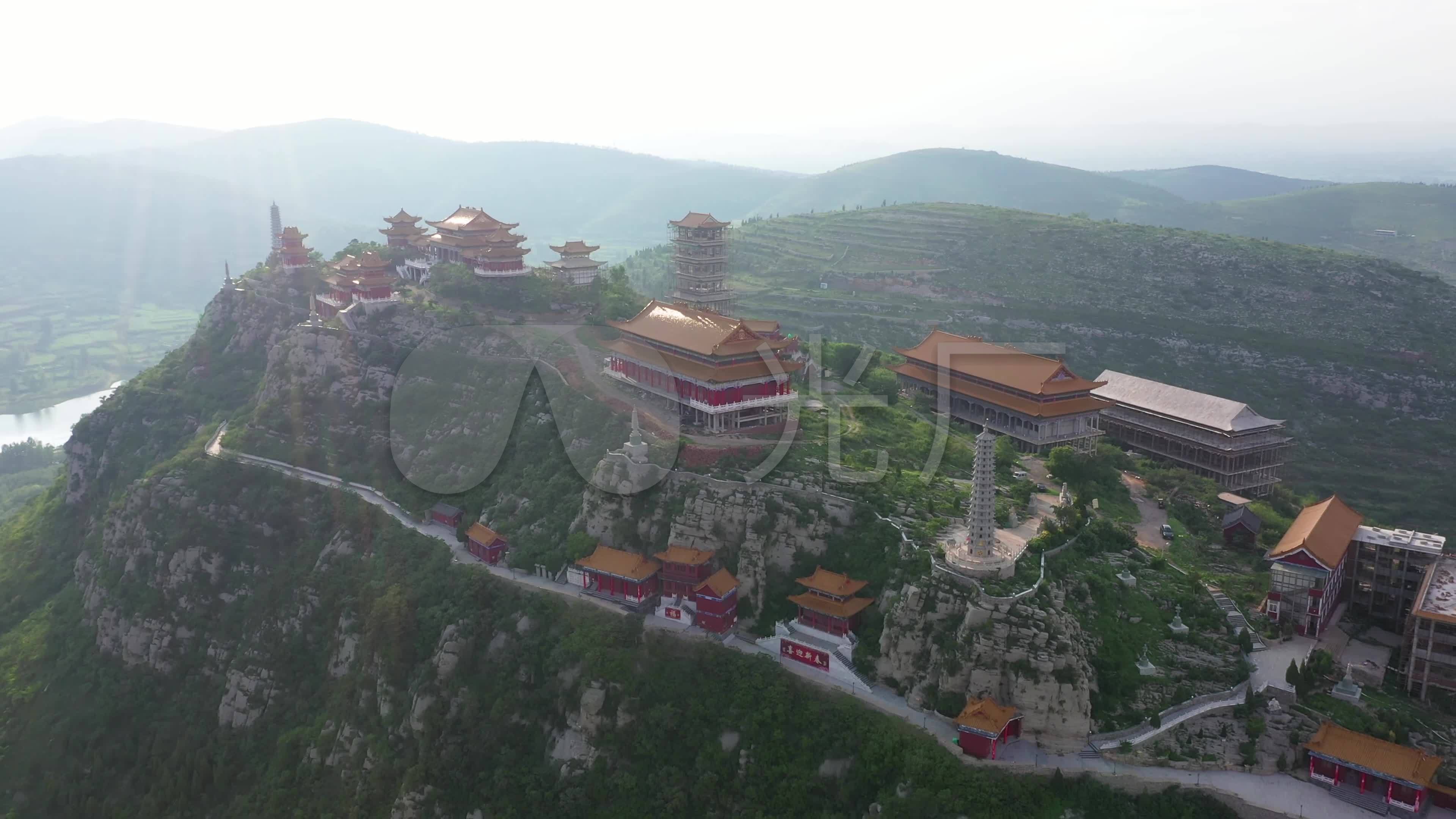 枣庄峄城大光明寺合辑航拍_3840x2160_高清视频素材