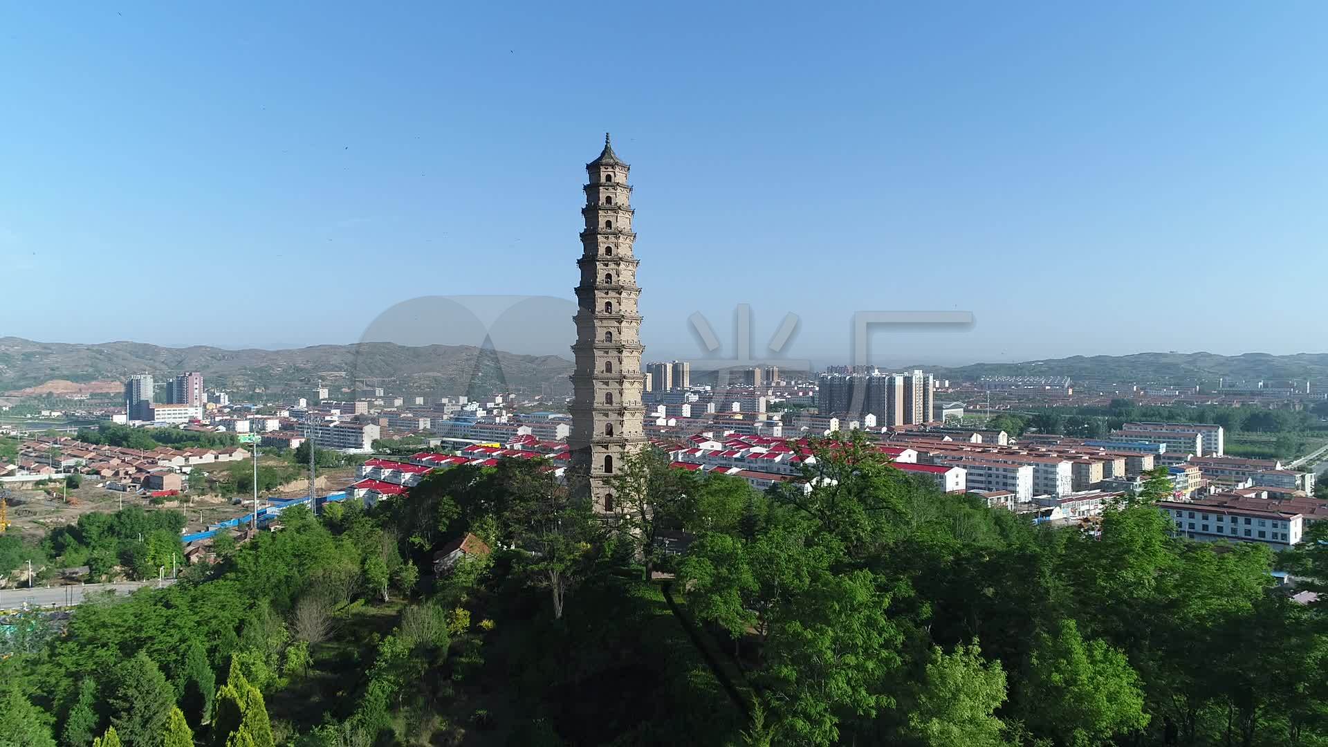 榆社文峰塔航拍_1920x1080_高清视频素材下载(编号:)