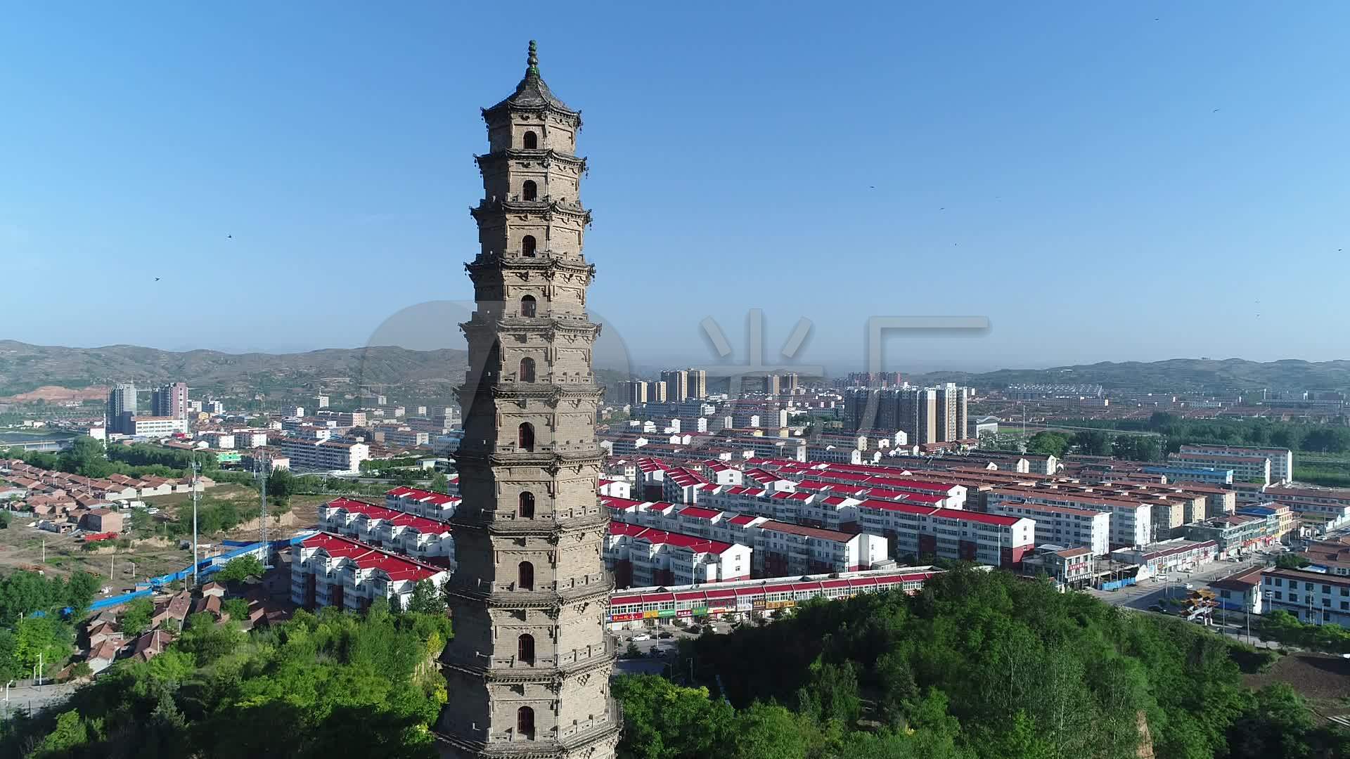 榆社文峰塔航拍_1920x1080_高清视频素材下载(编号:)