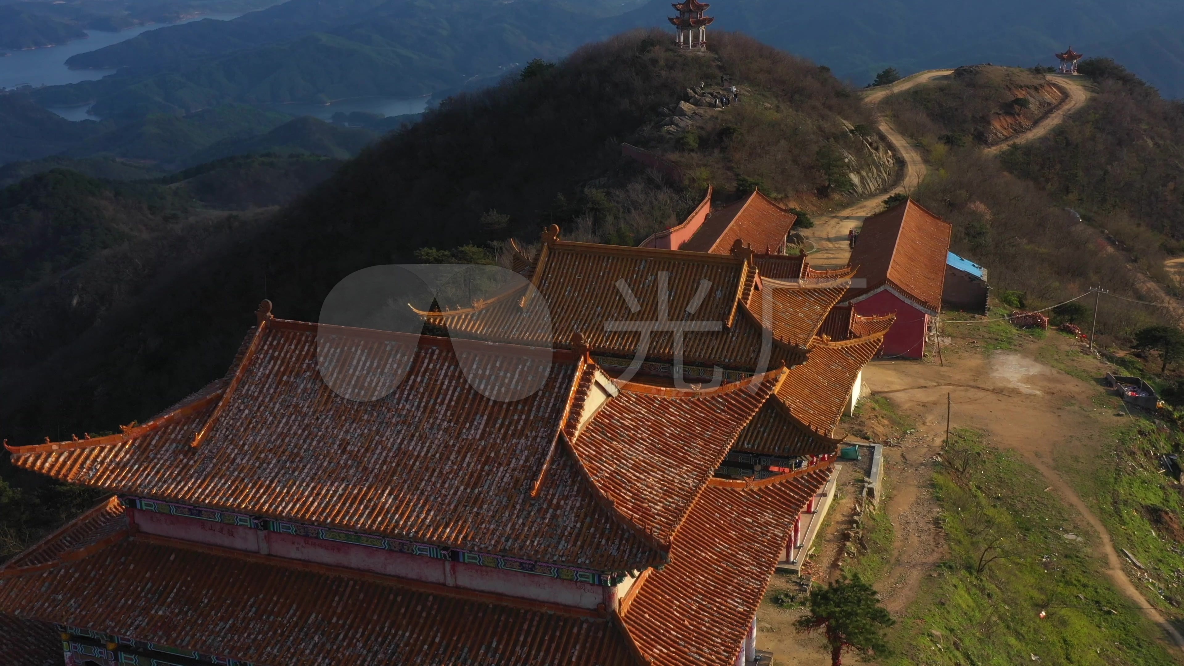 航拍信阳罗山灵山寺金鼎道观