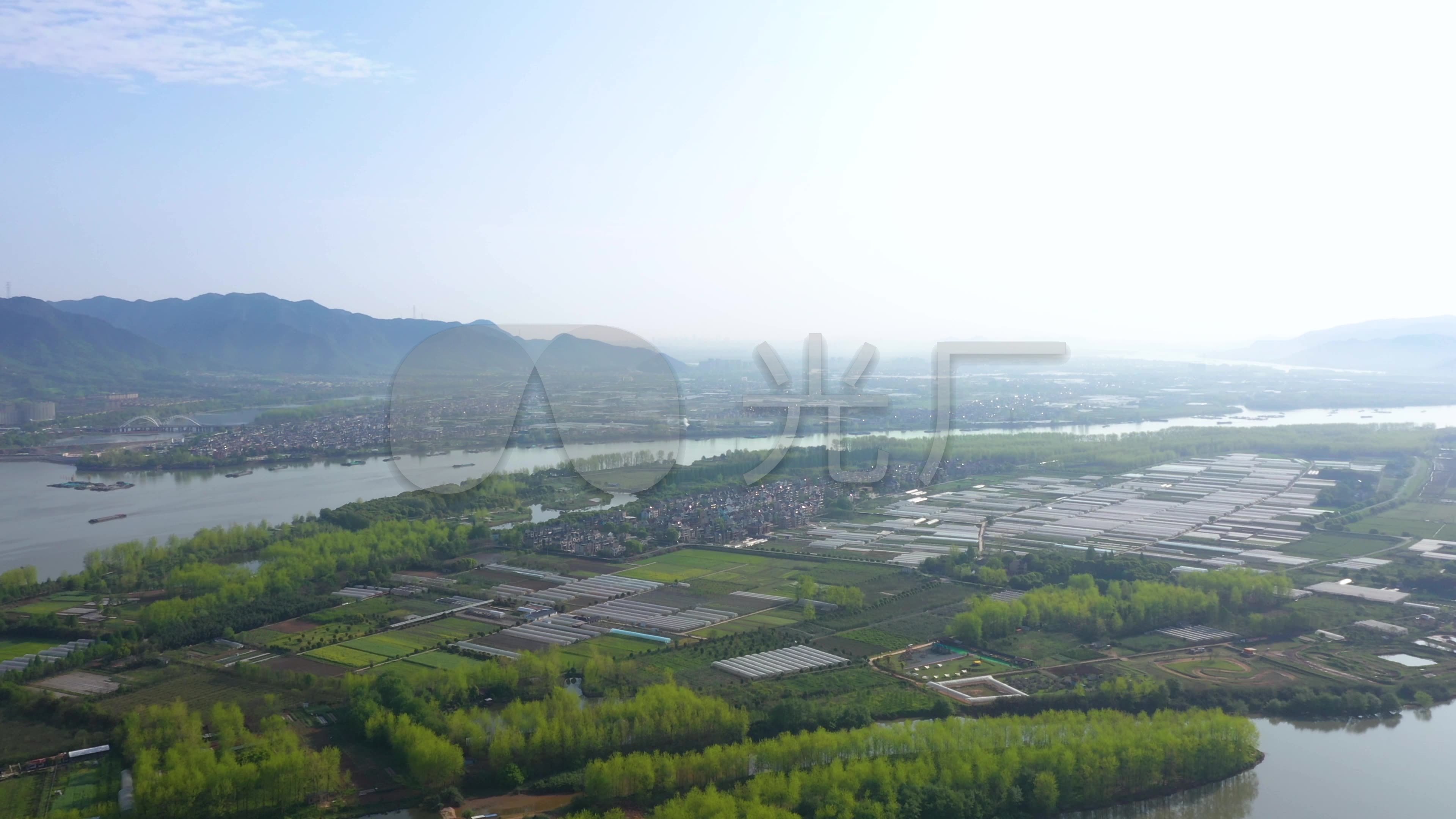 航拍富阳新沙岛旅游景区