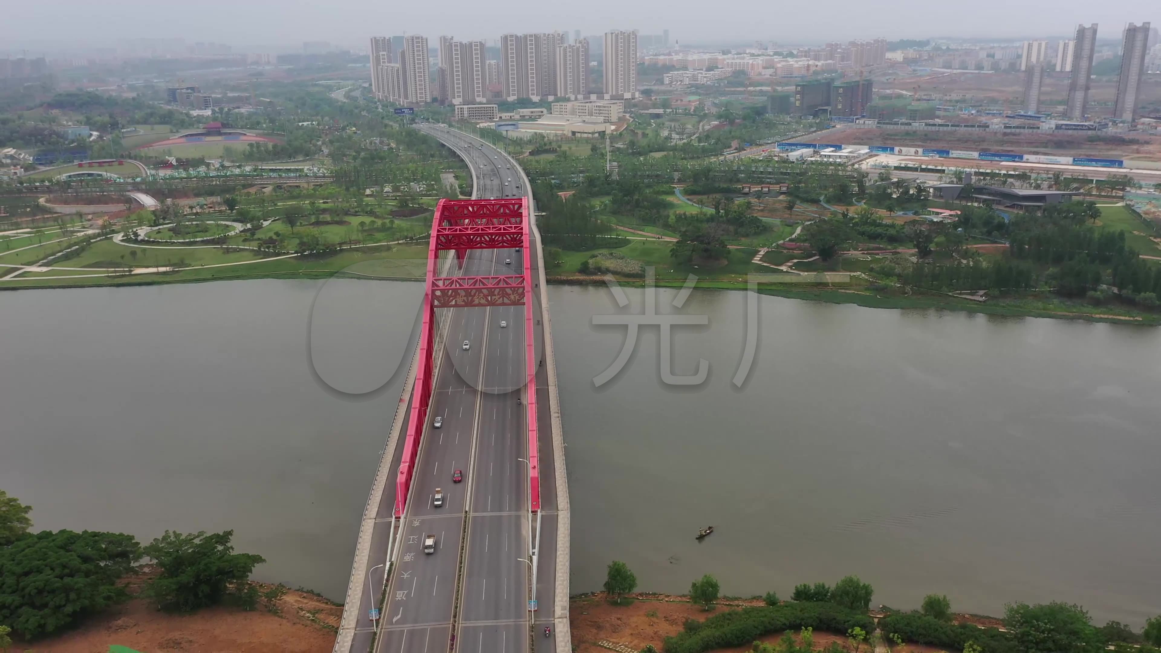赣州新世纪大桥4k航拍_3840x2160_高清视频素材下载