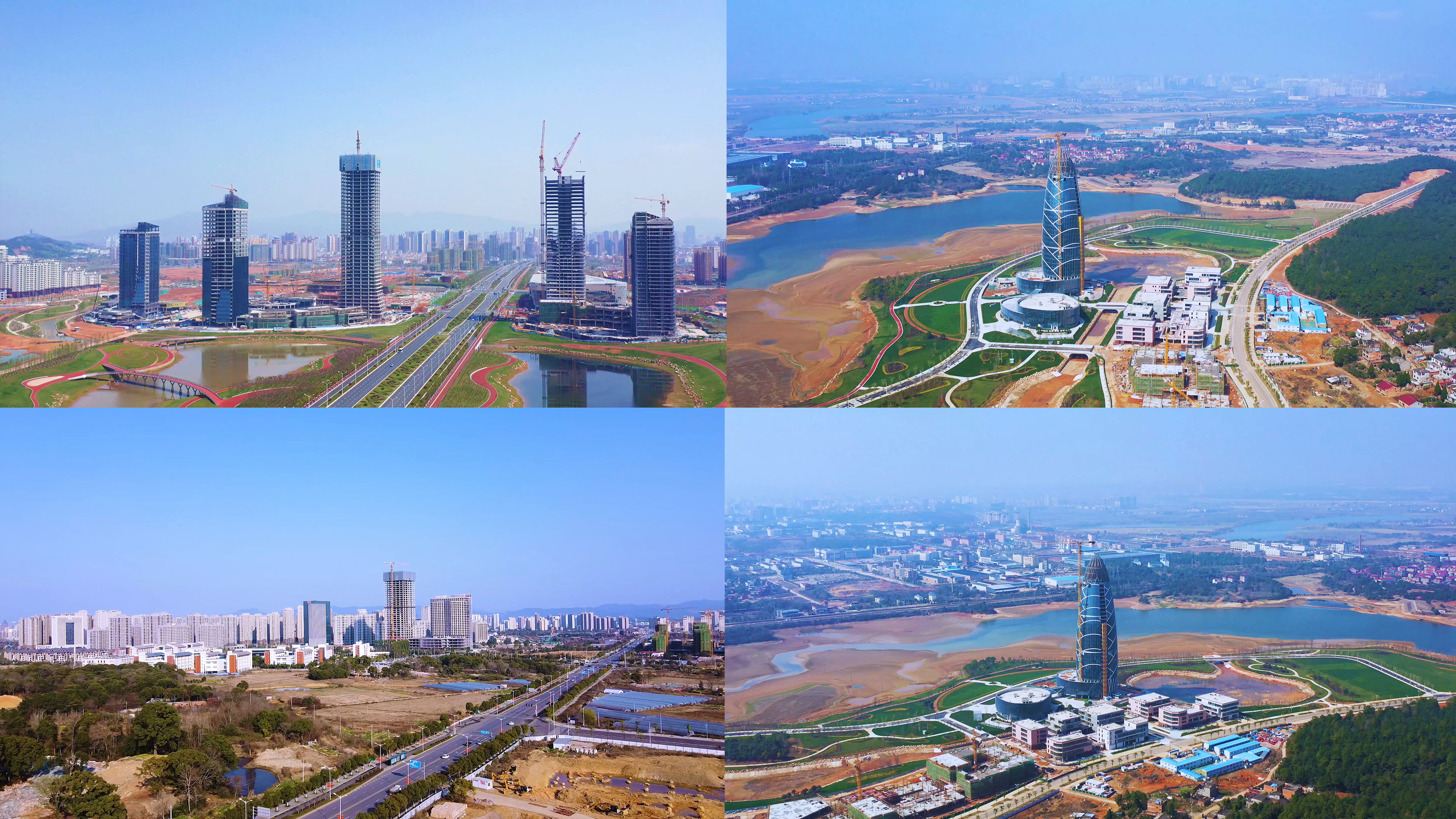 航拍江西吉安地标建筑,庐陵新区的吉安国贸中心,高铁新区的吉安科创
