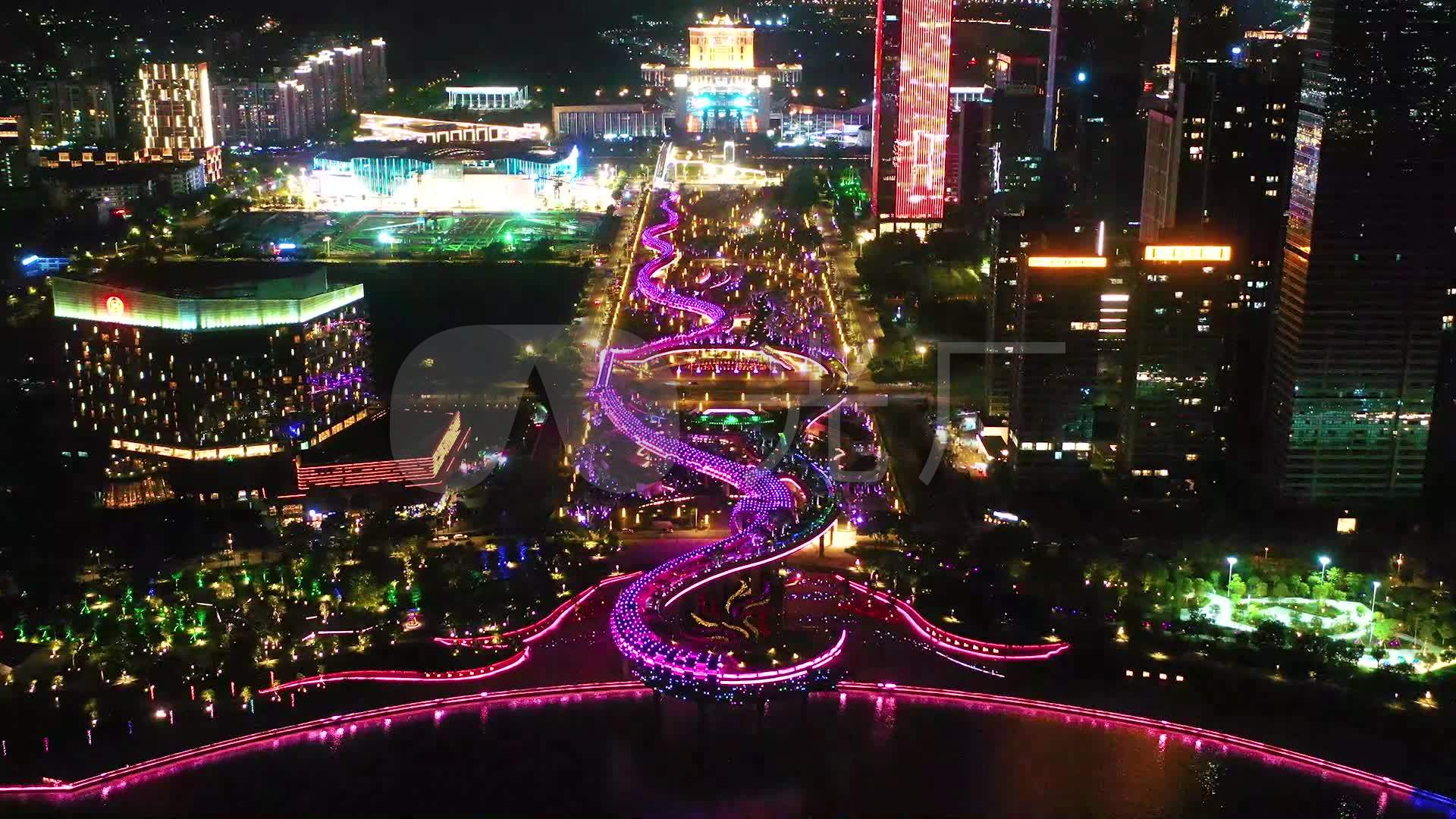 顺德金凤凰广场夜景延时摄影_1920x1080_高清视频素材下载(编号