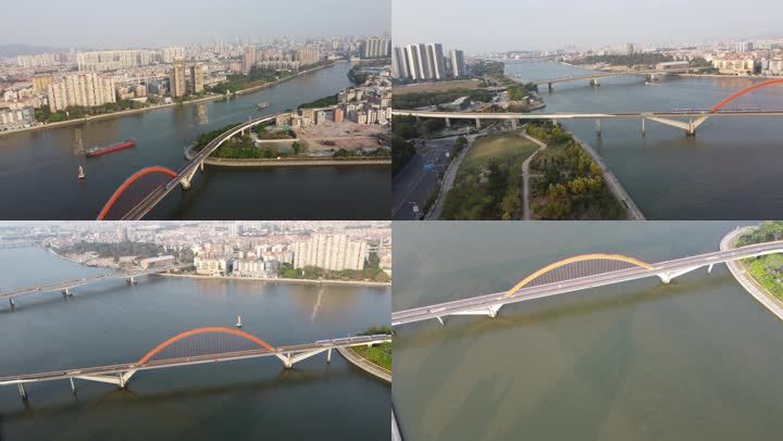 航拍4k广州金沙洲大桥