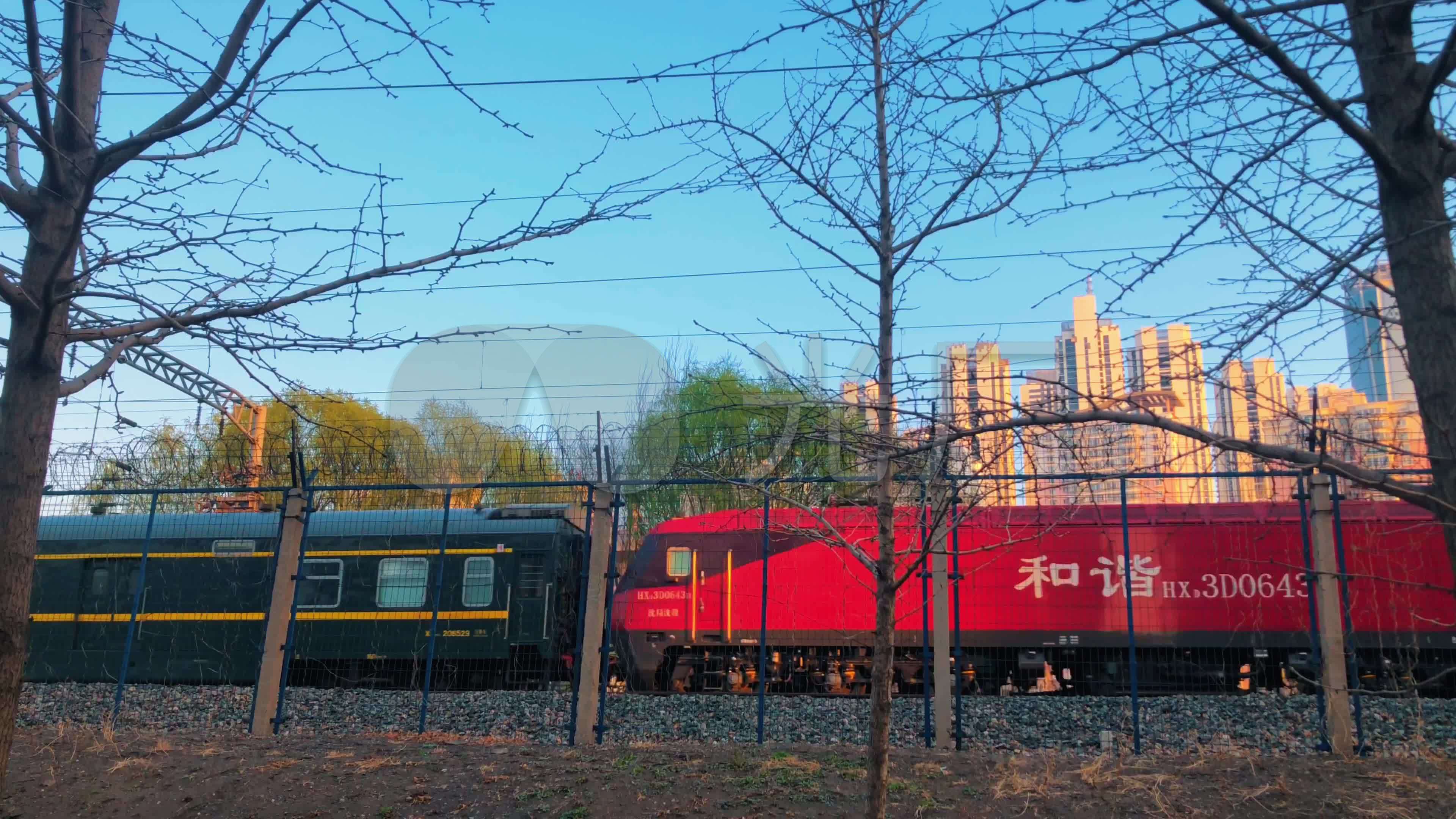 绿皮火车,和谐号列车,动车高铁crh_3840x2160_高清视频素材下载(编号